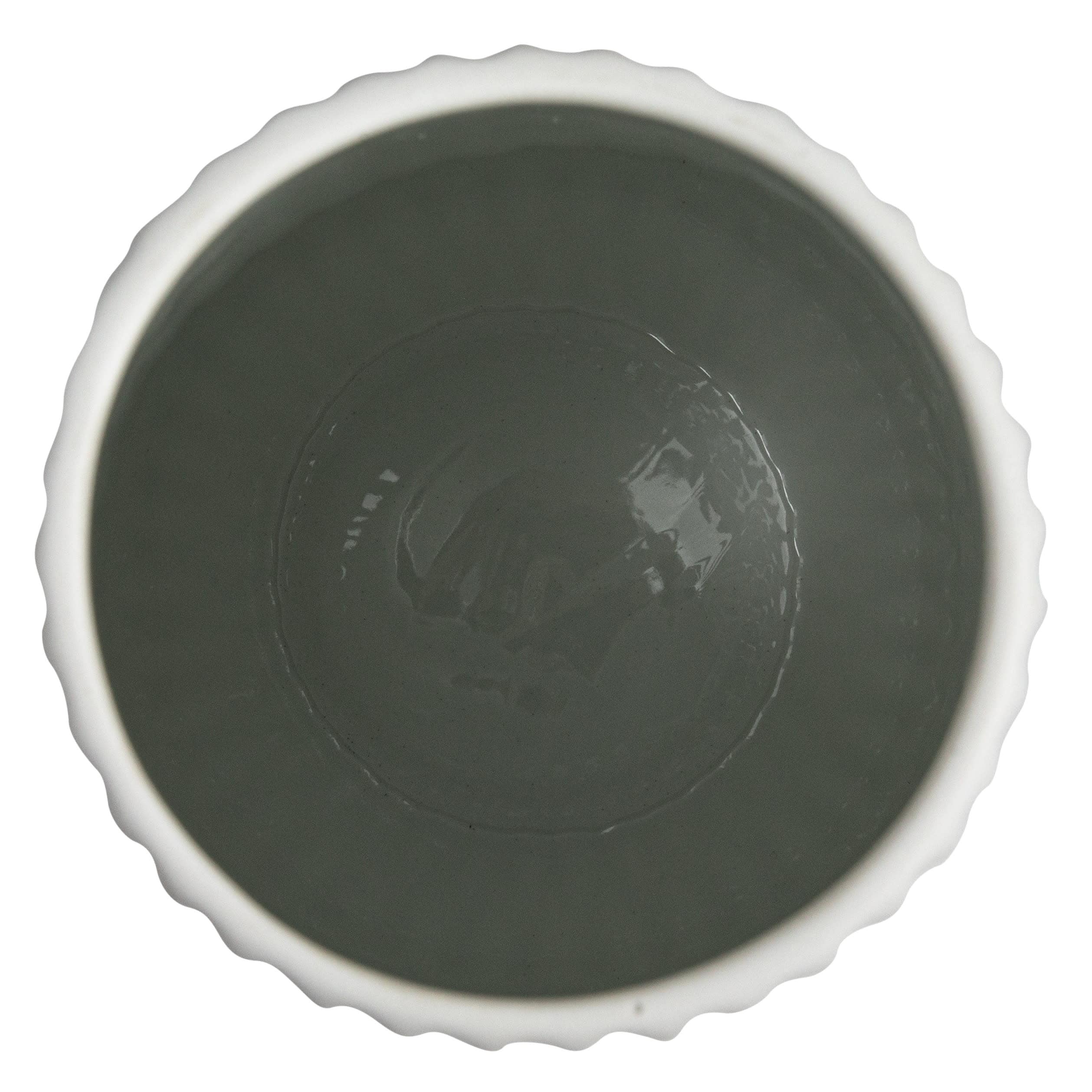 Stoneware Fluted Vase with Embossed Lines - 5.5