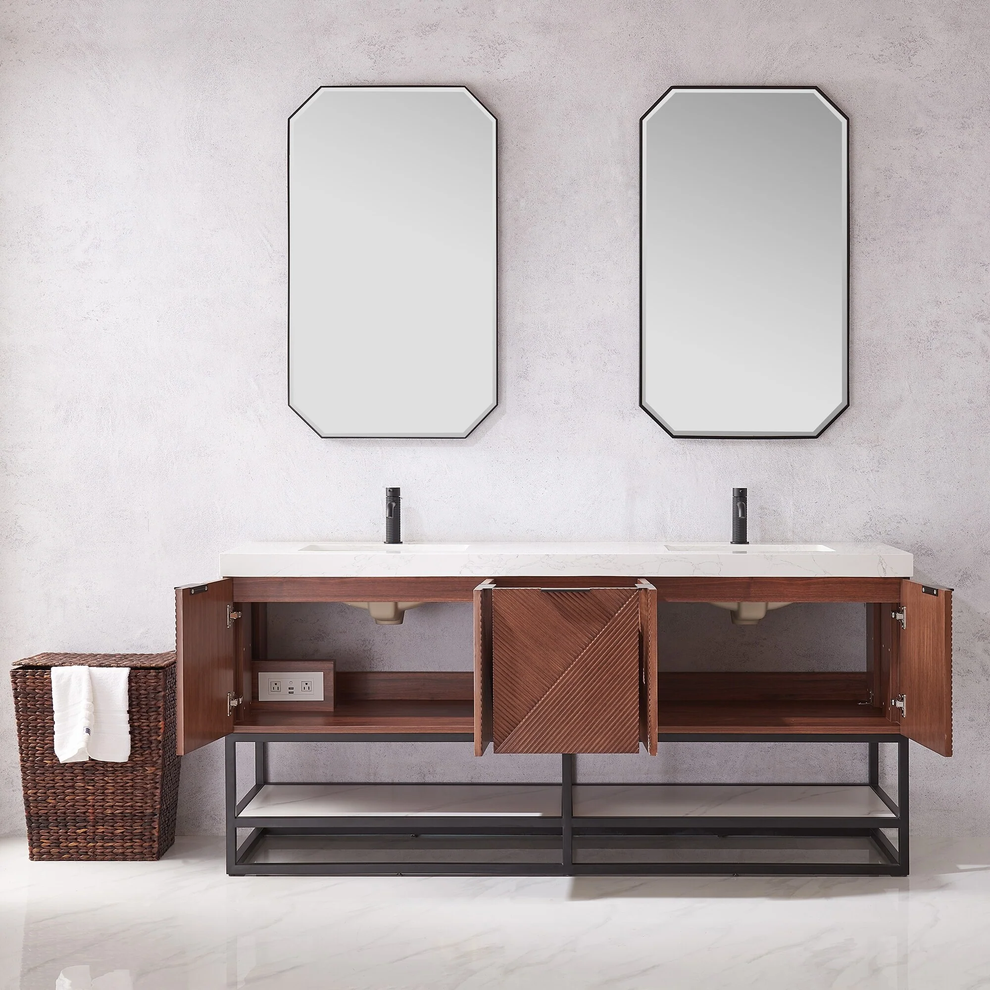 Mahon Double Bath Vanity with Composite Stone Top without Mirror
