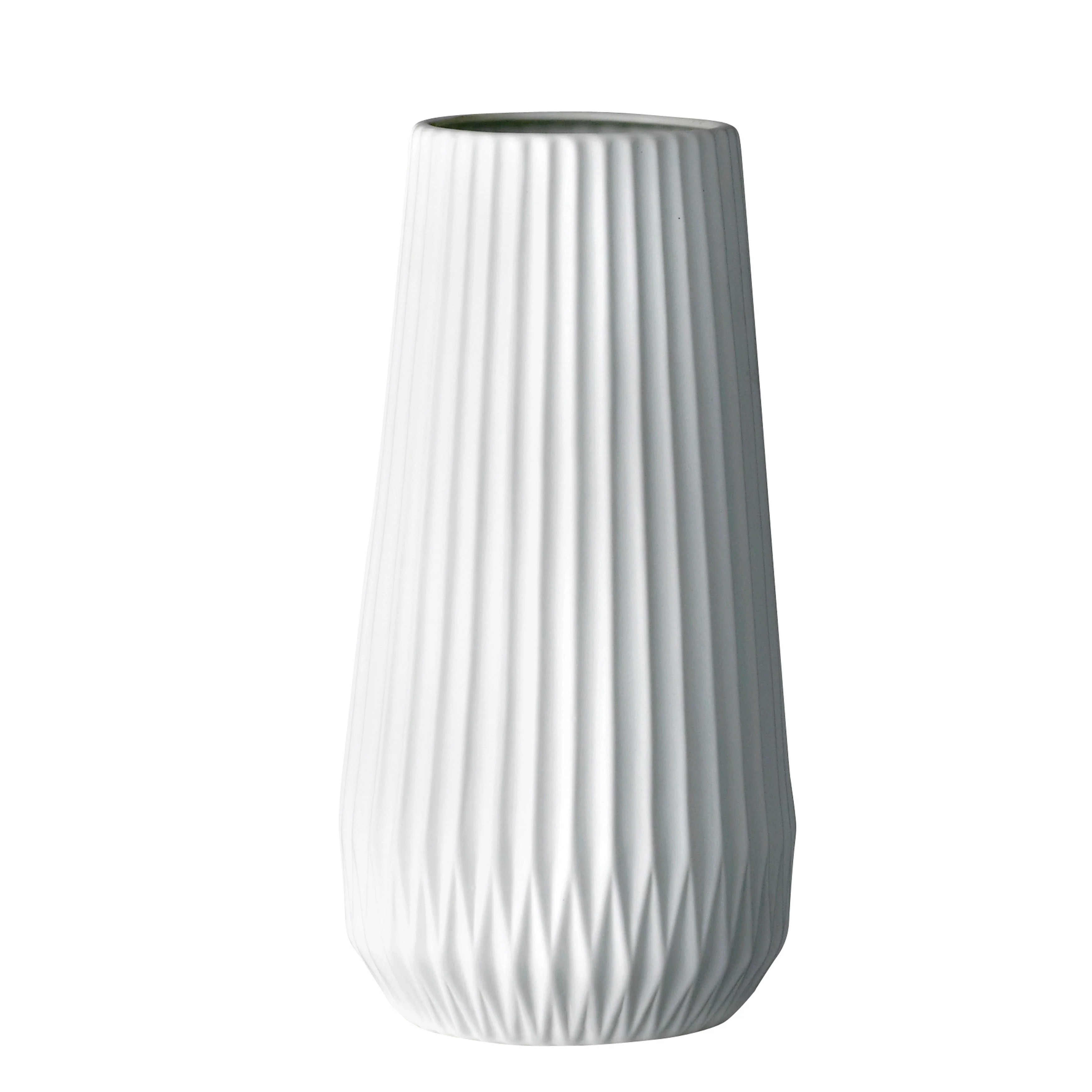 Stoneware Fluted Vase with Embossed Lines - 5.5