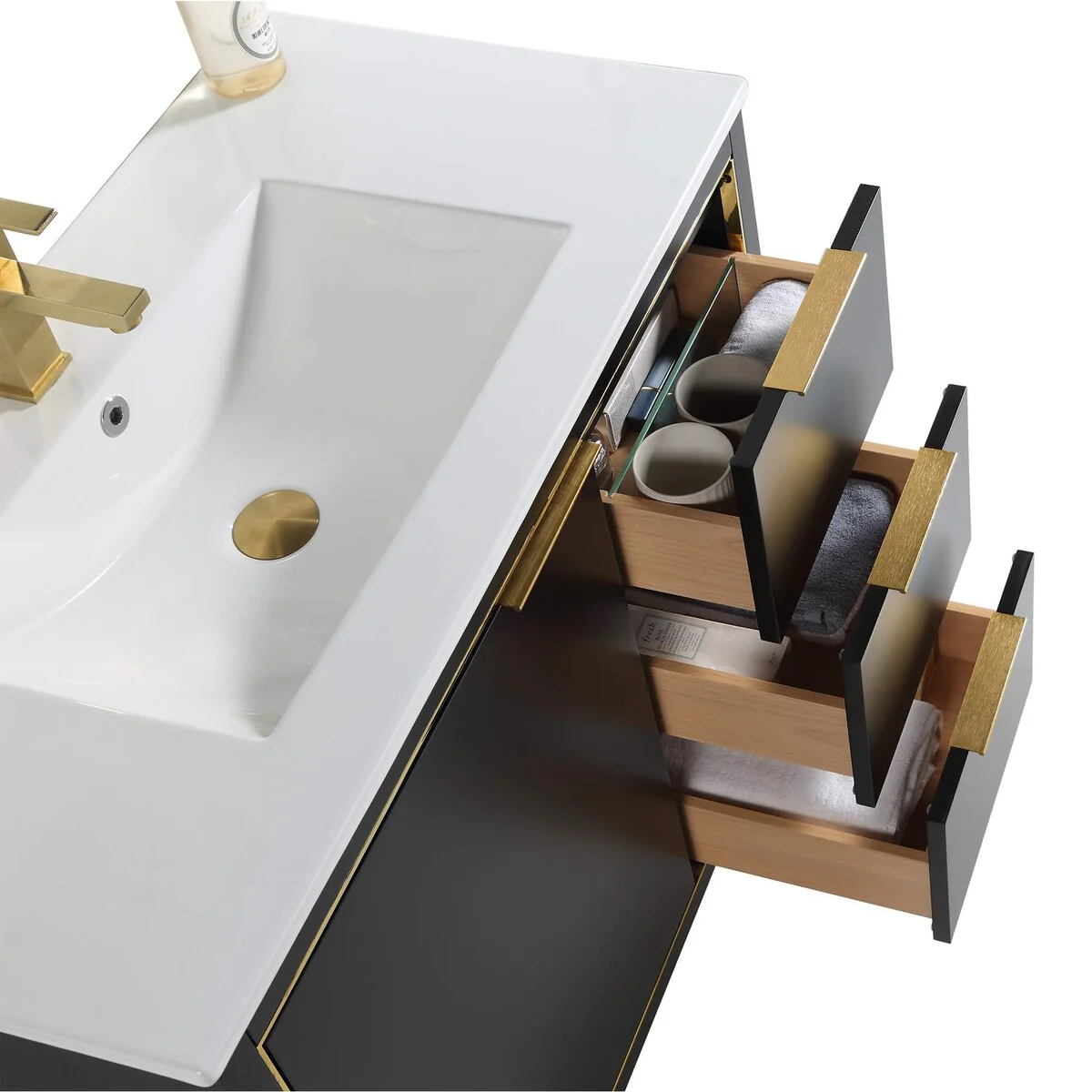 Fine Fixtures Opulence Collection Bathroom Vanity with White Ceramic Sink