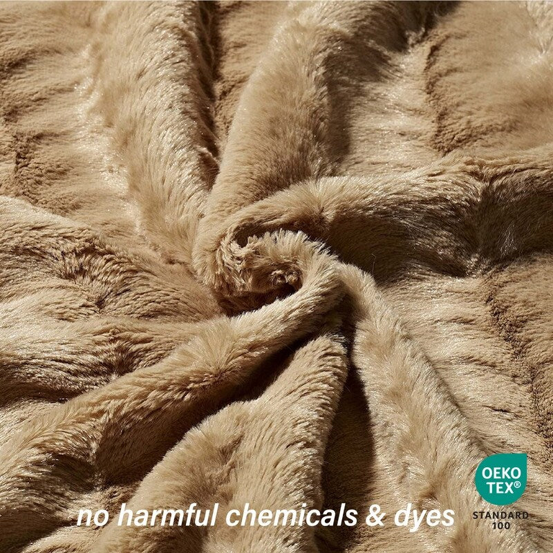 Swift Home Soft Embossed Imitation Faux Fur Throw Bedding Blanket Bedspread