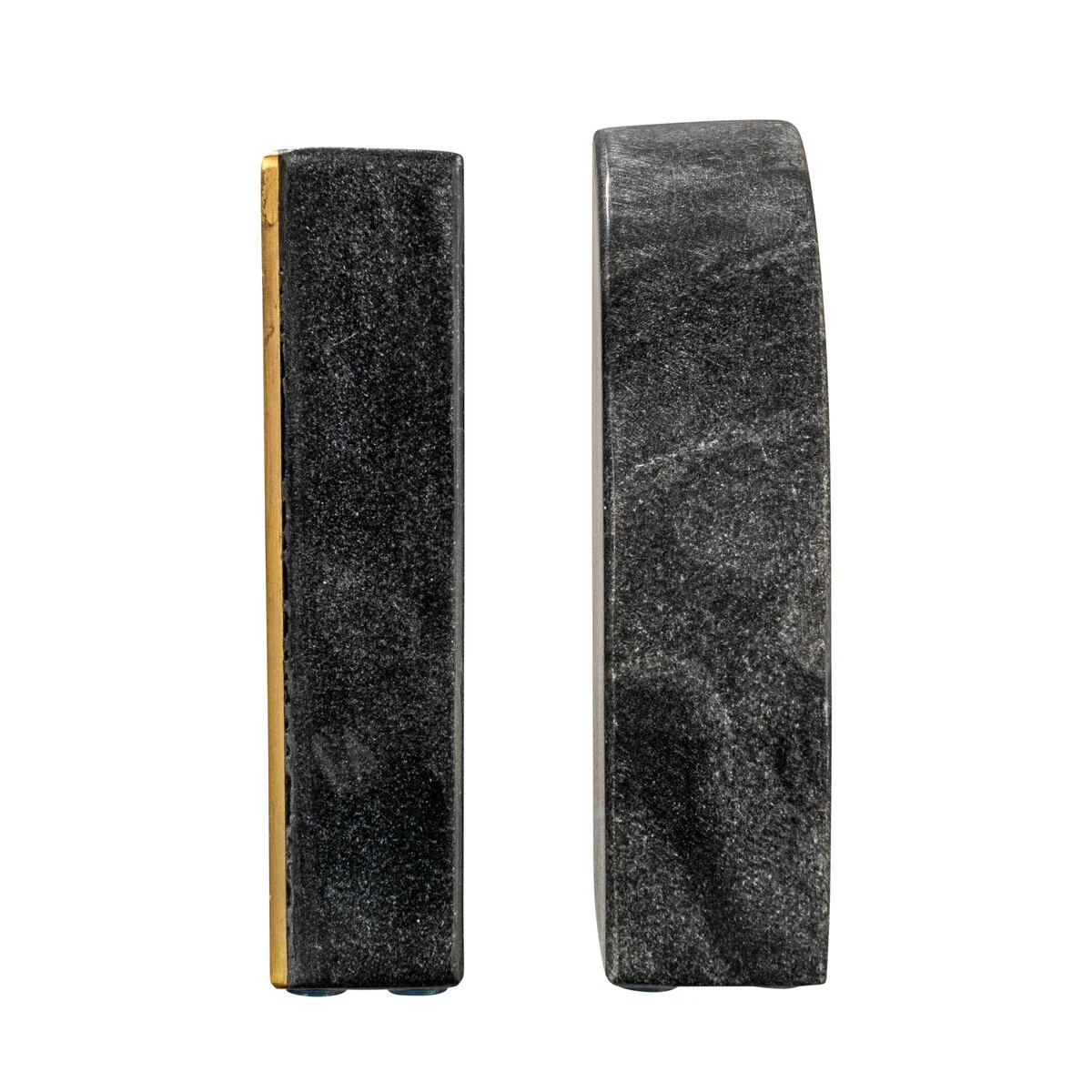 Arched Marble Bookends with Brass Detail - 5.5
