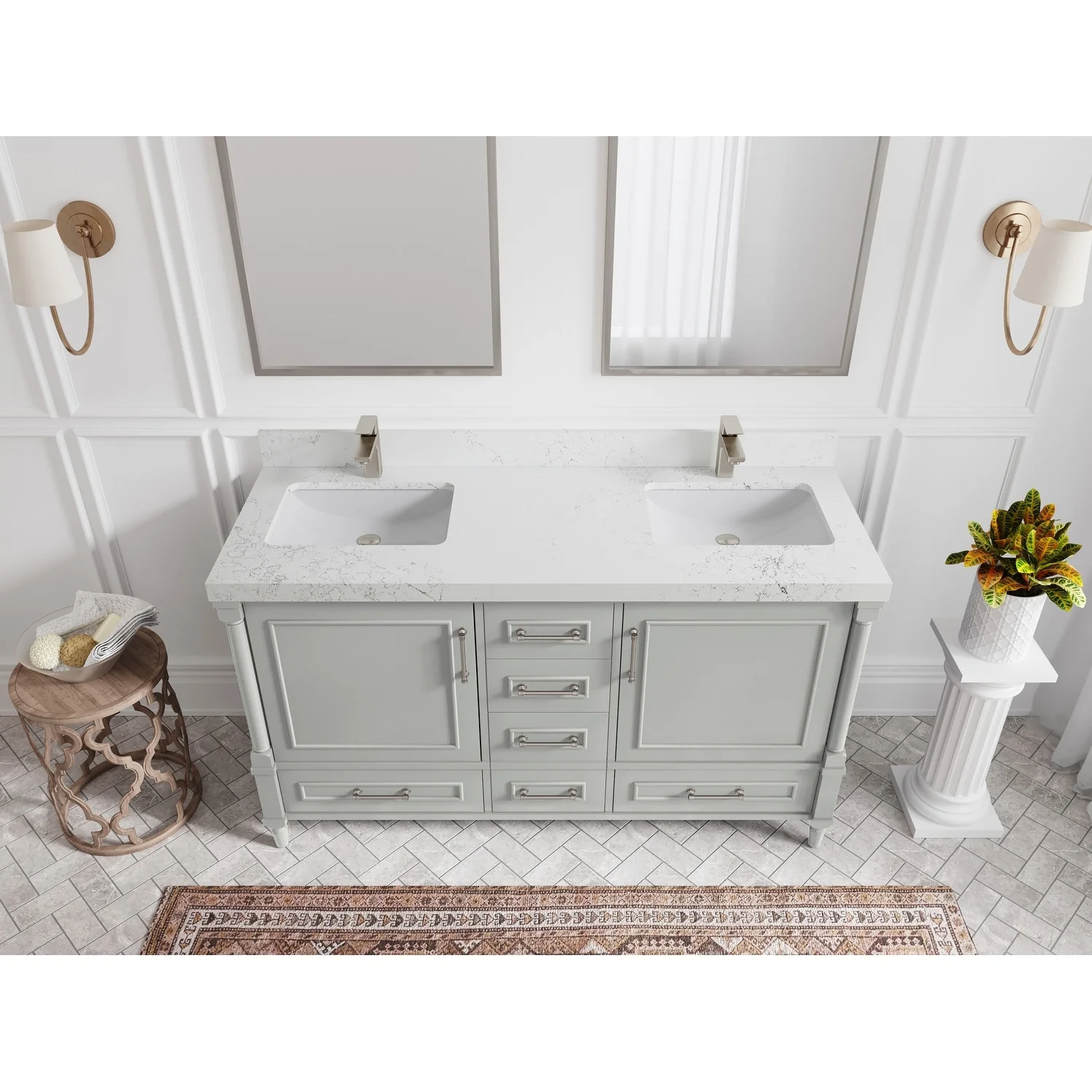 Willow Collections 60 in. W x 22 in. D Aberdeen Double Sink Bathroom Vanity with Countertop