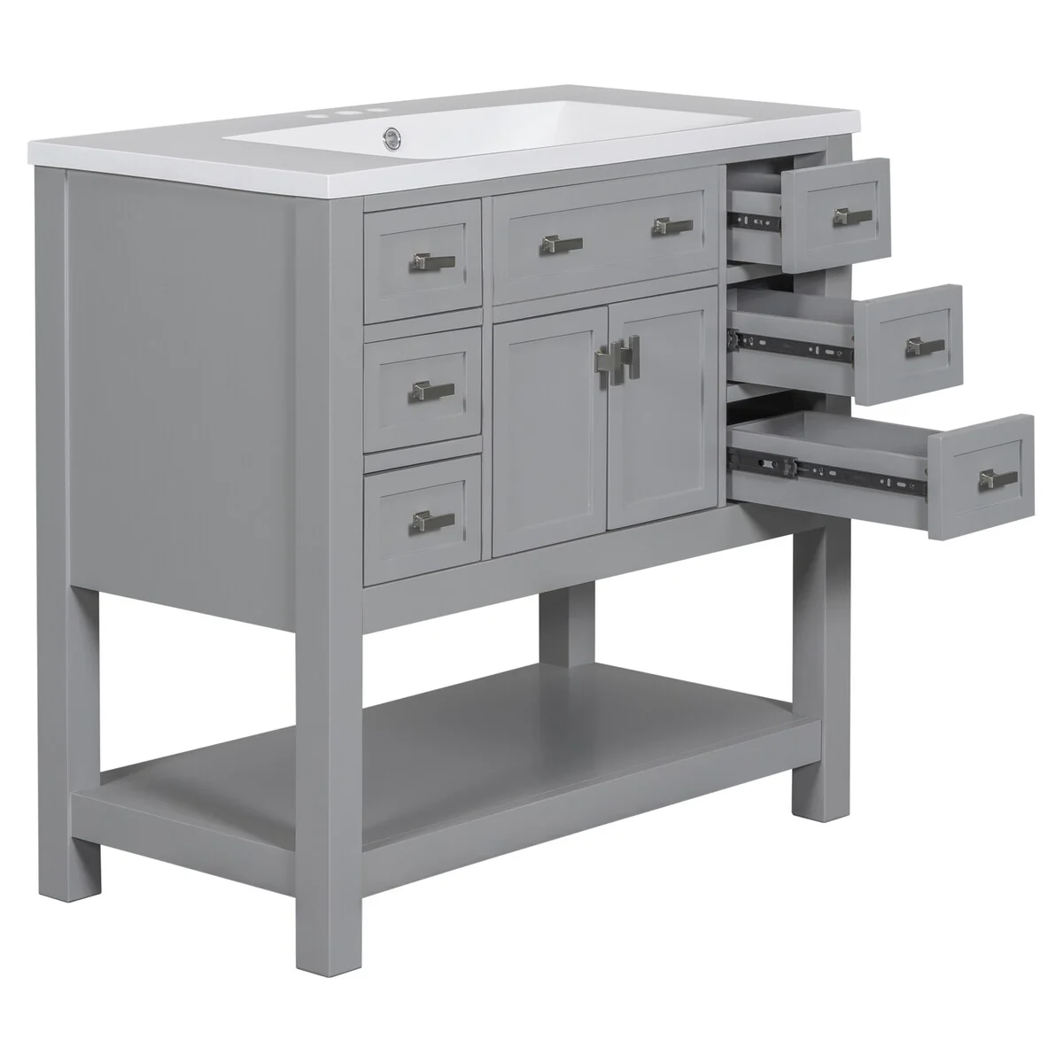 36'' Bathroom Vanity Modern Bathroom Storage Cabinet with 6 Drawers