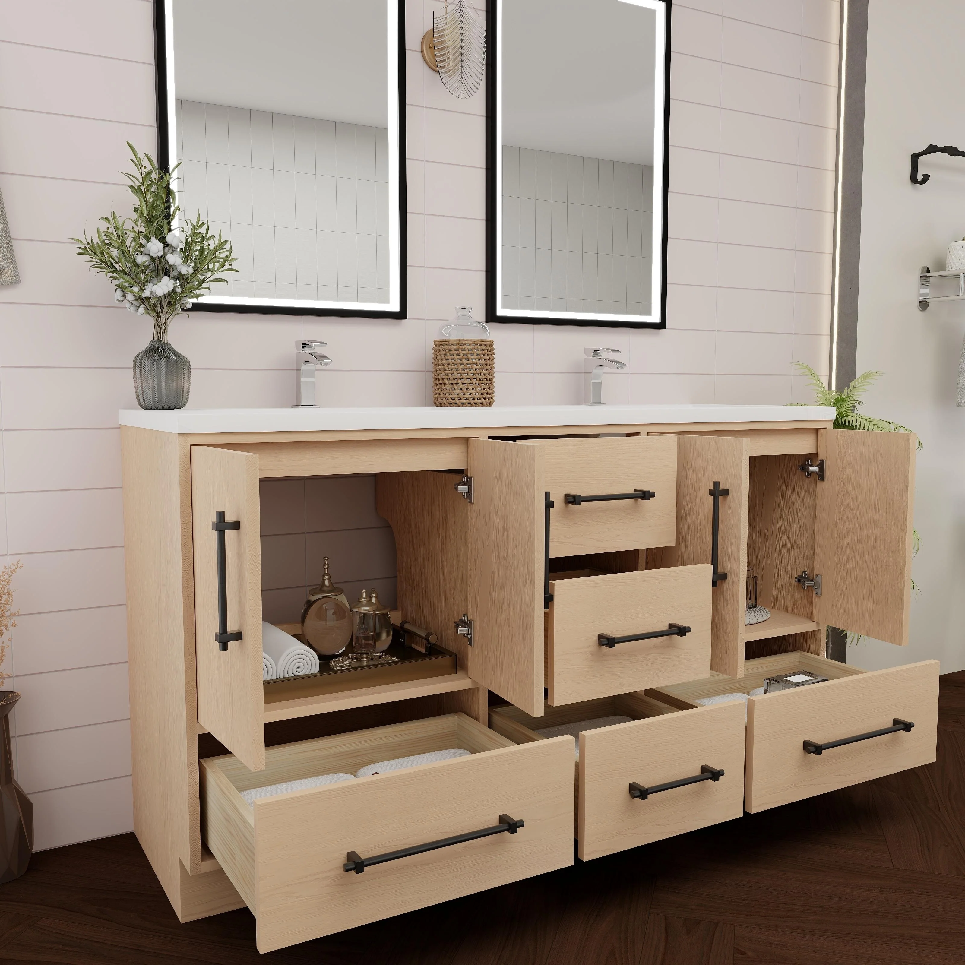 Victoria 60'' Freestanding Vanity with Double Reinforced Acrylic Sink - 59.5