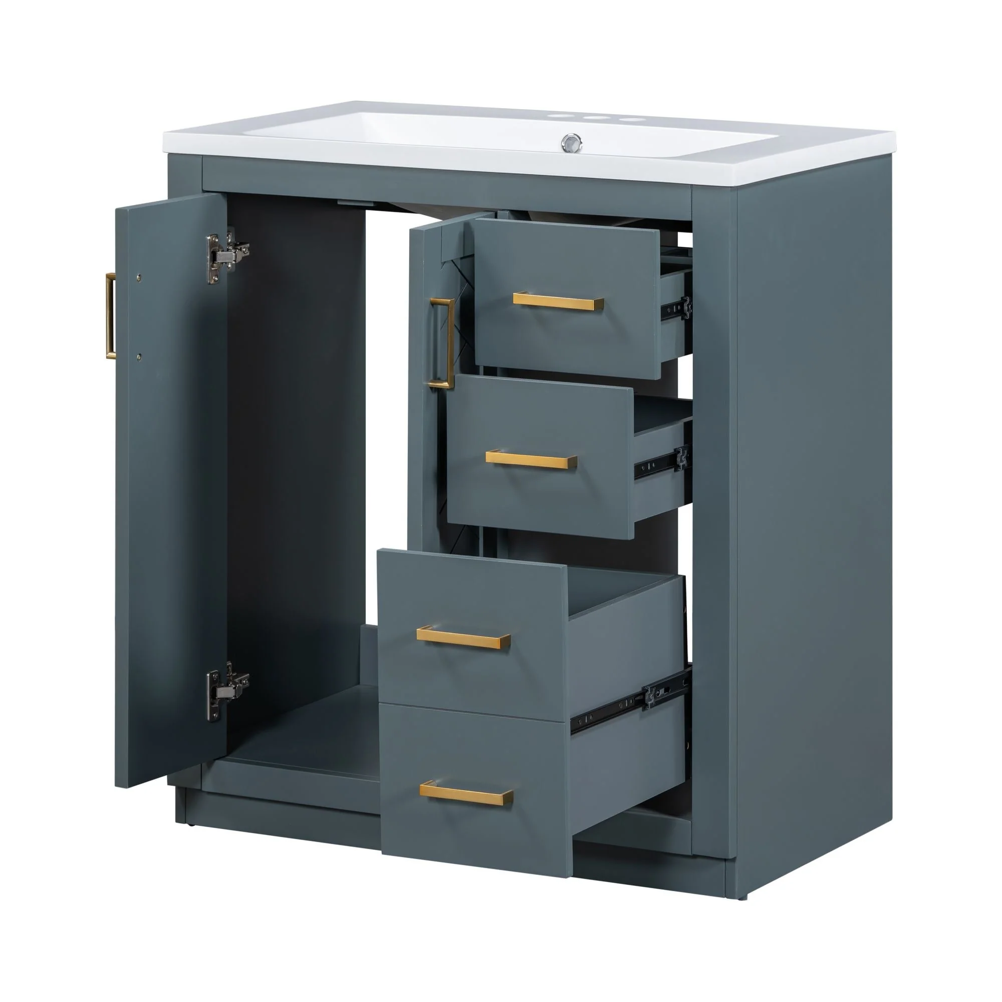 30'' Bathroom Vanity with Storage Cabinet and 3 Drawers