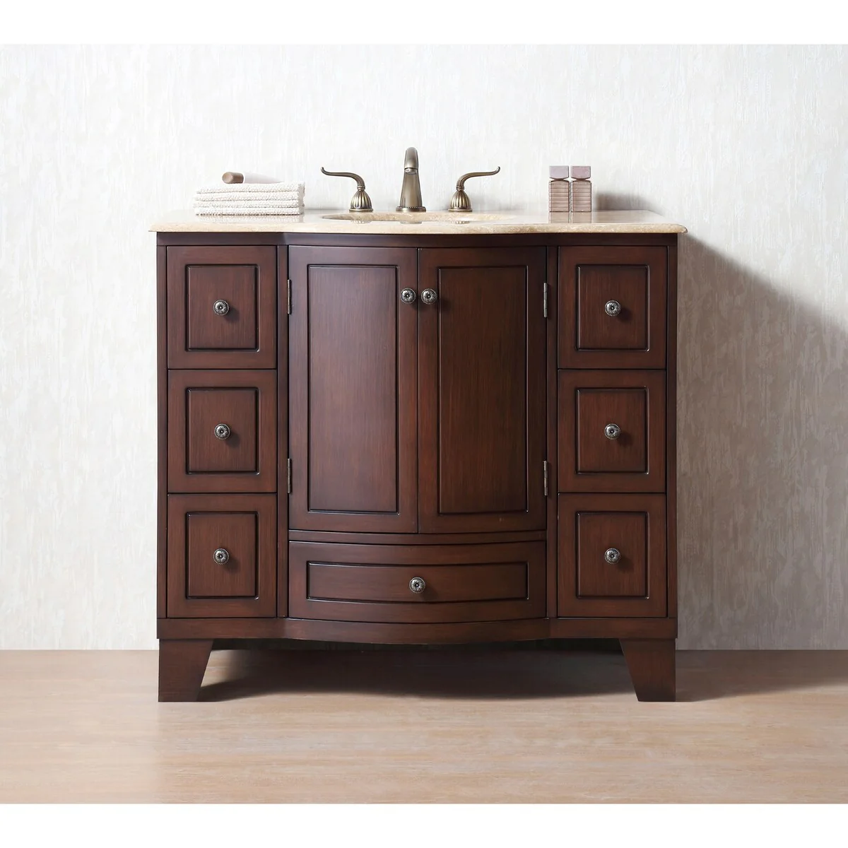 Stufurhome Alandra 40 Inches Dark Cherry Single Sink Bathroom Vanity - 40