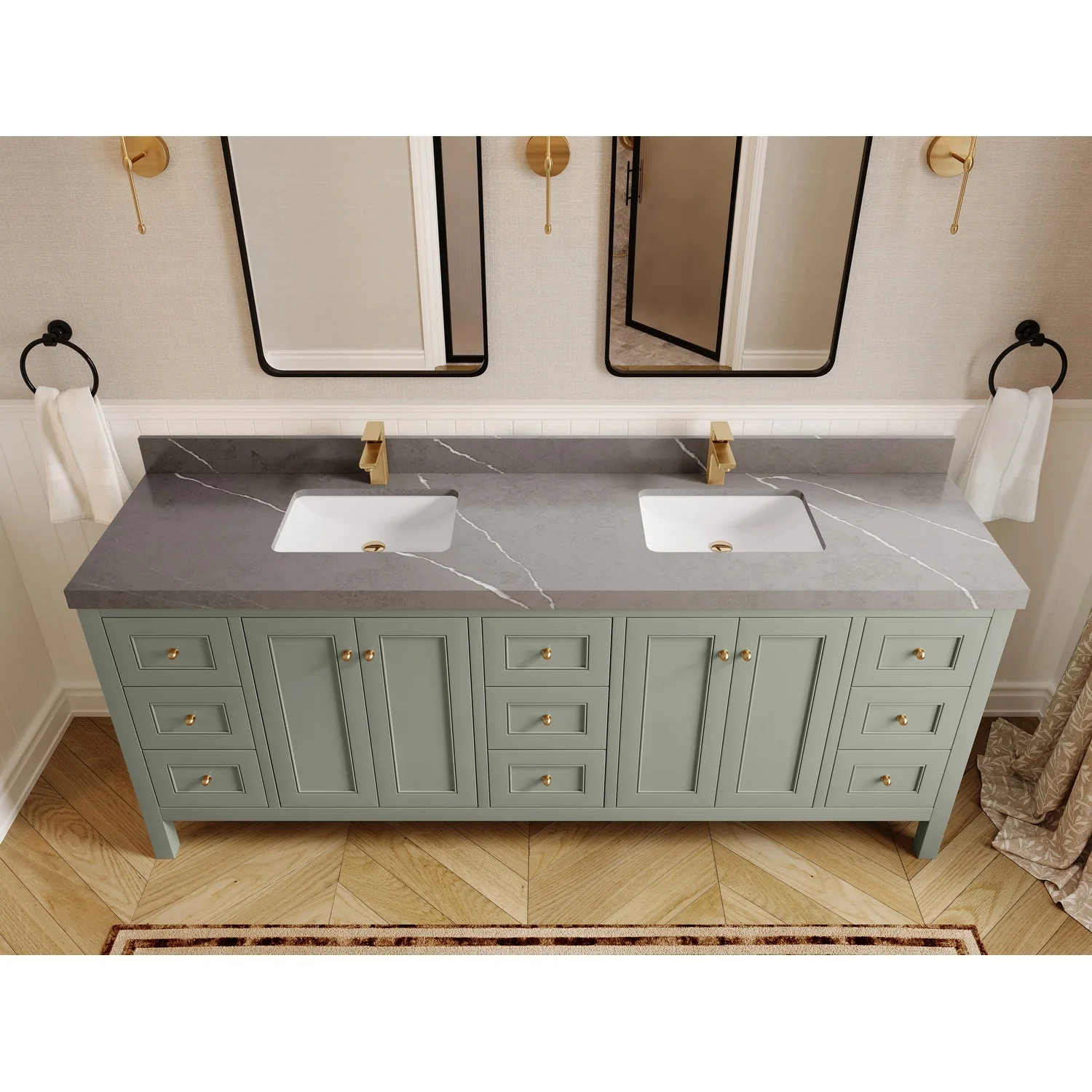 Willow Collections 84 in. W x 22 in. D Nashville Double Bowl Sink Bathroom Vanity with Countertop