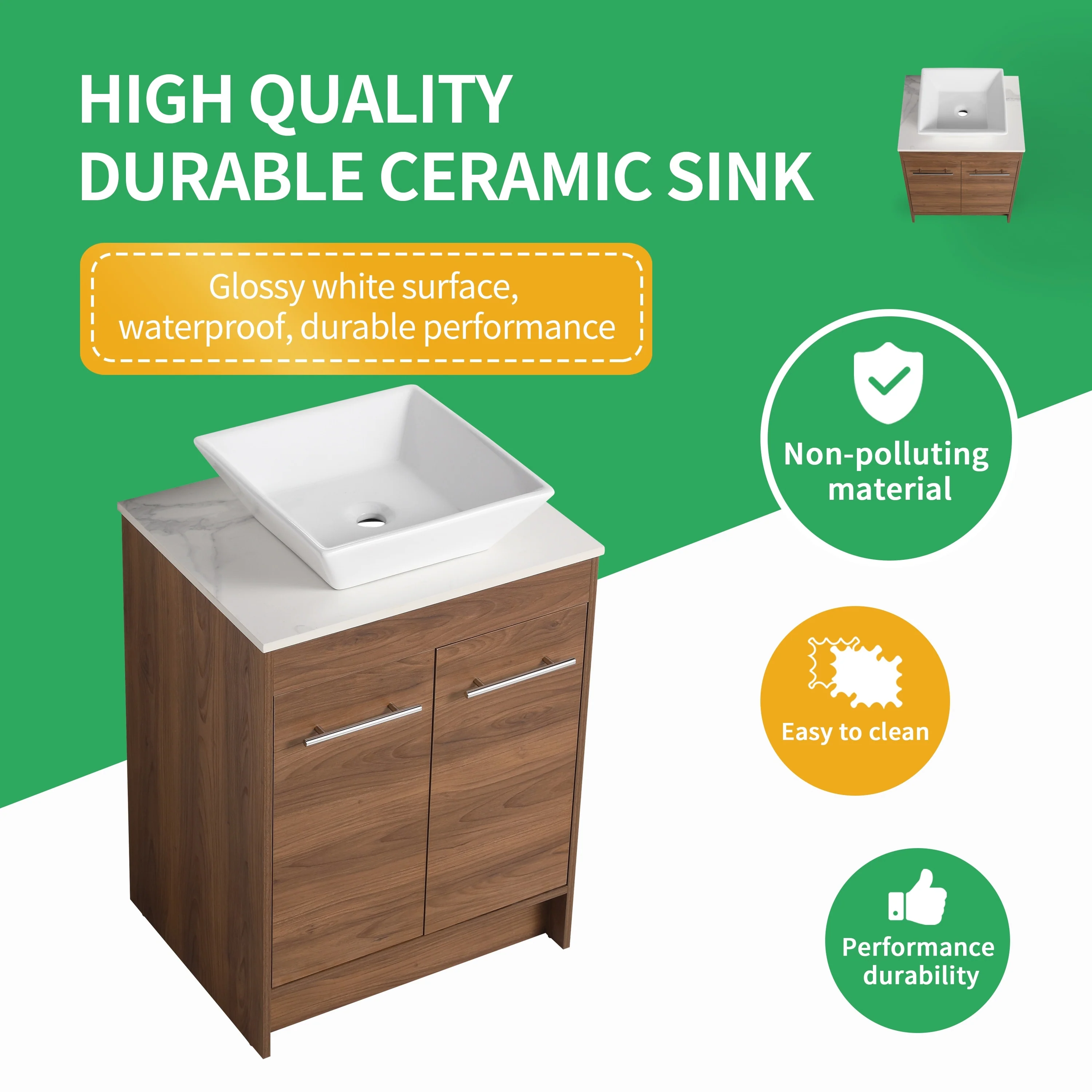 BNK 24/36/48/60 Inch Bathroom Vanity with Sink, Freestanding Bathroom Vanity with Soft Close Doors and Adjustable Shelf