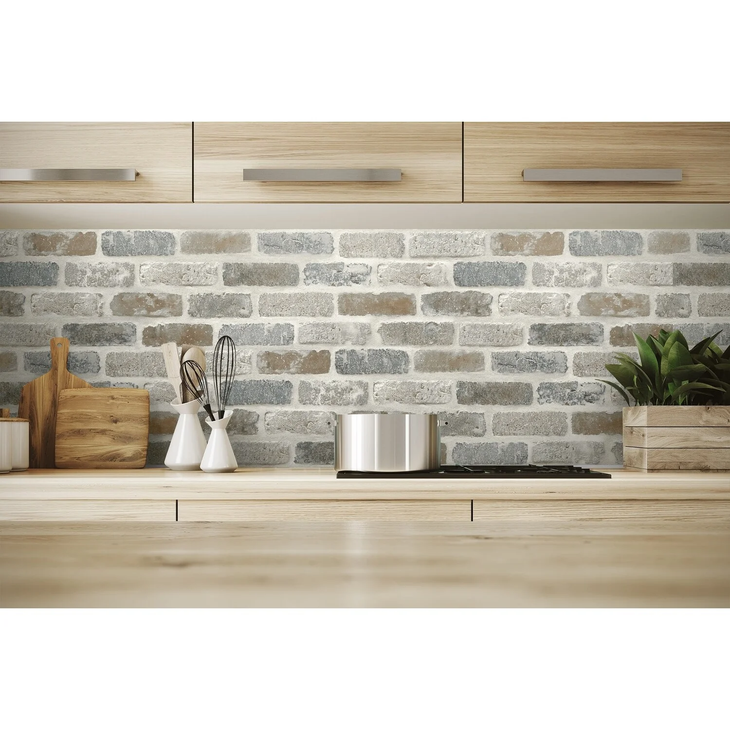 NextWall Washed Brick Peel and Stick Removable Wallpaper