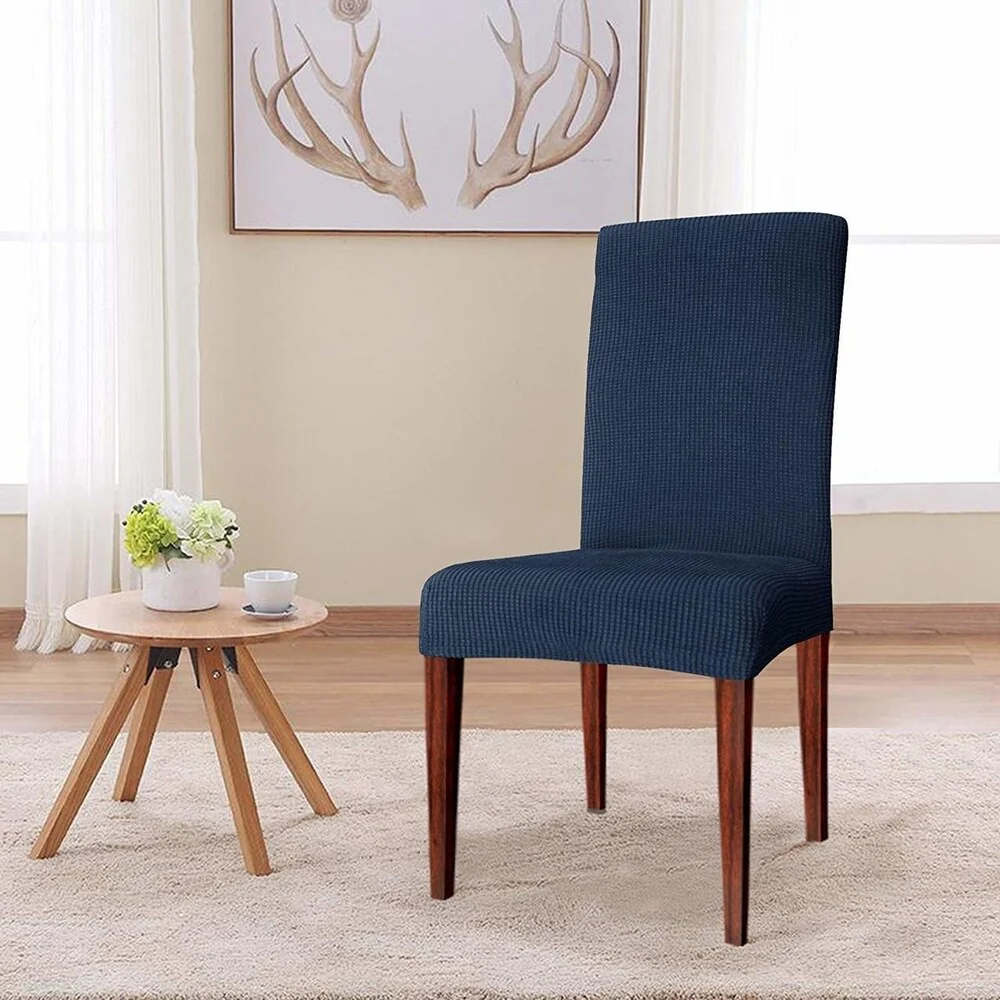 Enova Home Elegant Knitting Jacquard Box Cushion Dining Chair Slipcover Set of 4