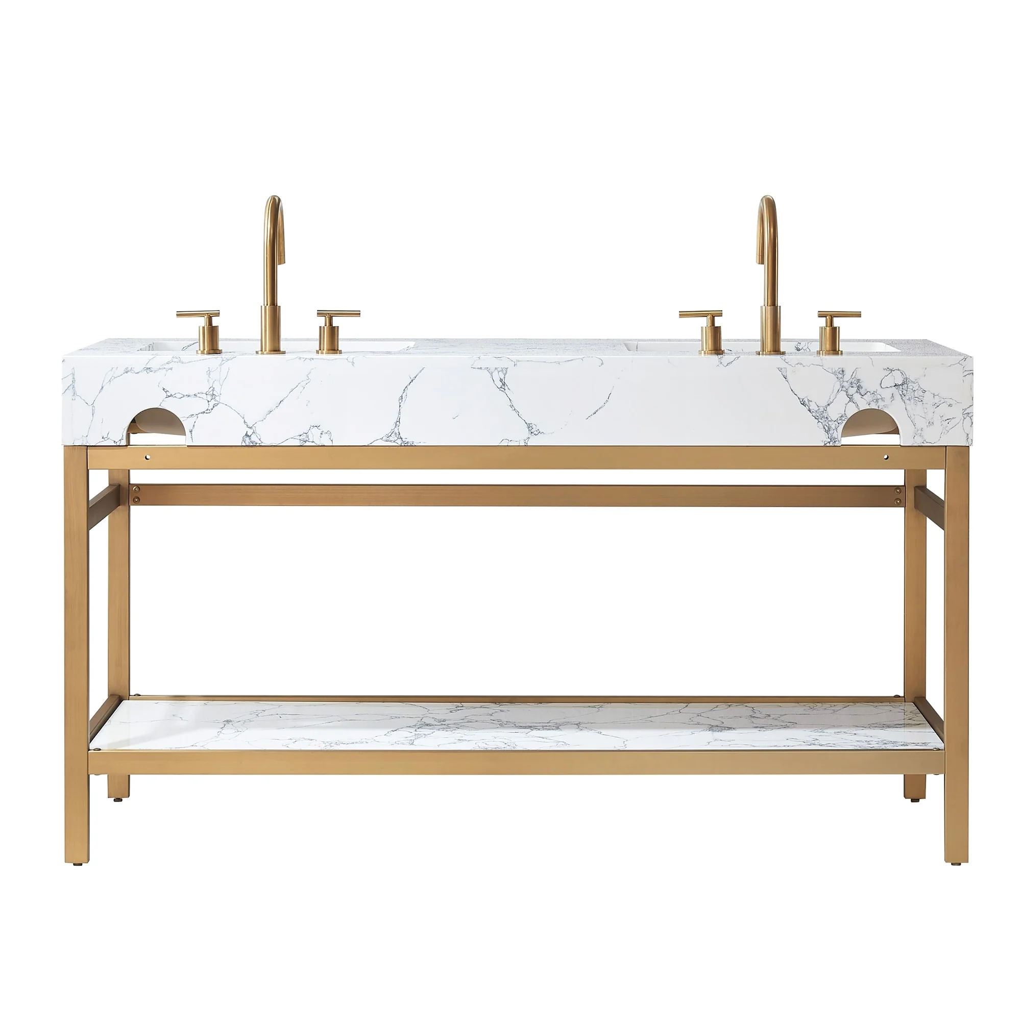 Ecija Bath Vanity, Metal Support with Composite Stone Top, no Mirror
