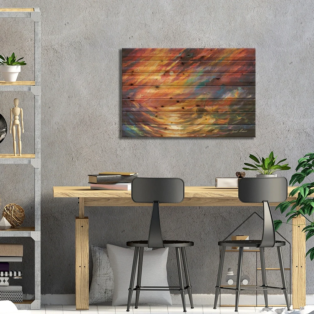 Storm That Never Ends Print On Wood by Leonid Afremov - Multi-Color