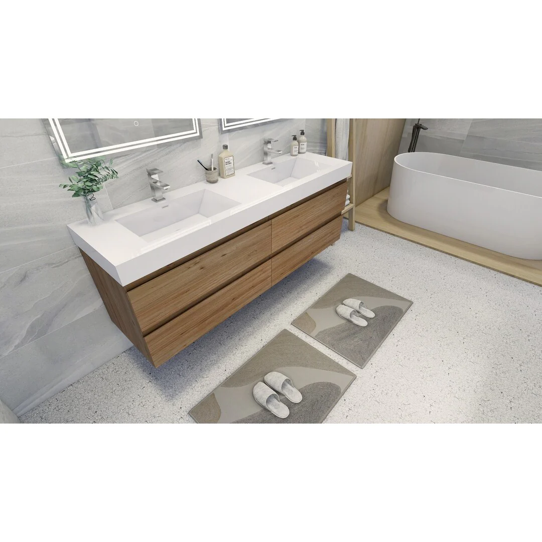 Baillie 72'' Wall-Mounted Vanity with Double Reinforced Acrylic Sink