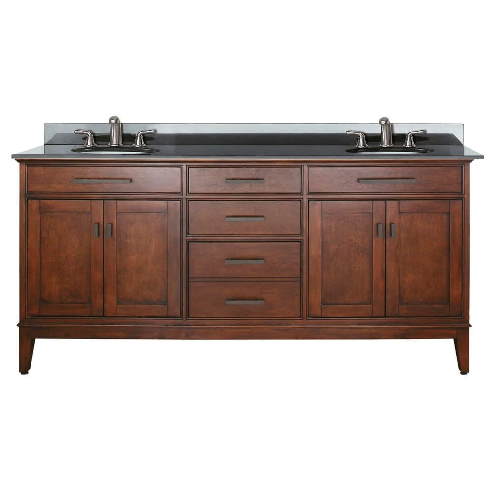 Avanity Madison 72-inch Double Vanity in Tobacco Finish with Dual Sinks and Top