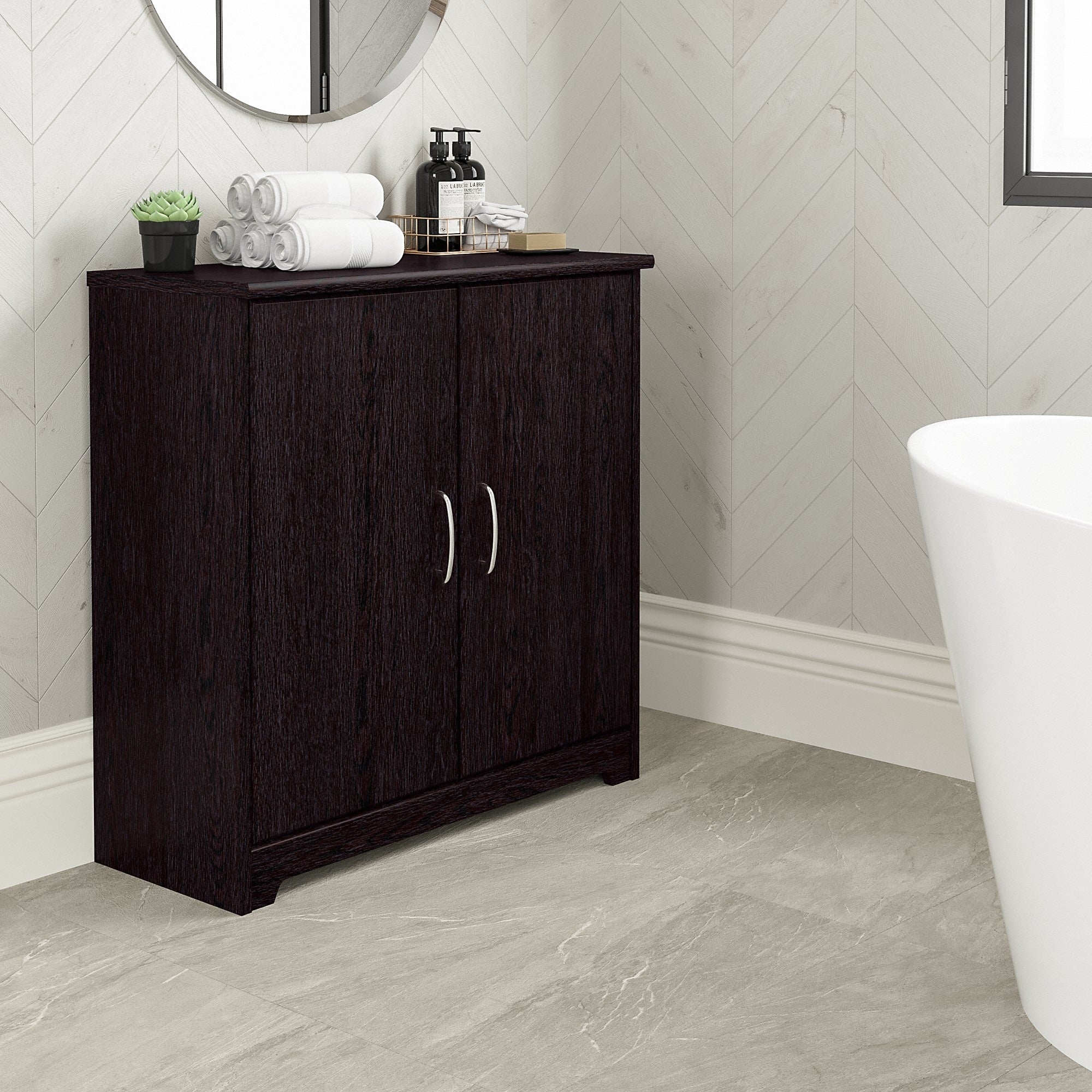 Cabot Small Bathroom Storage Cabinet with Doors by Bush Furniture