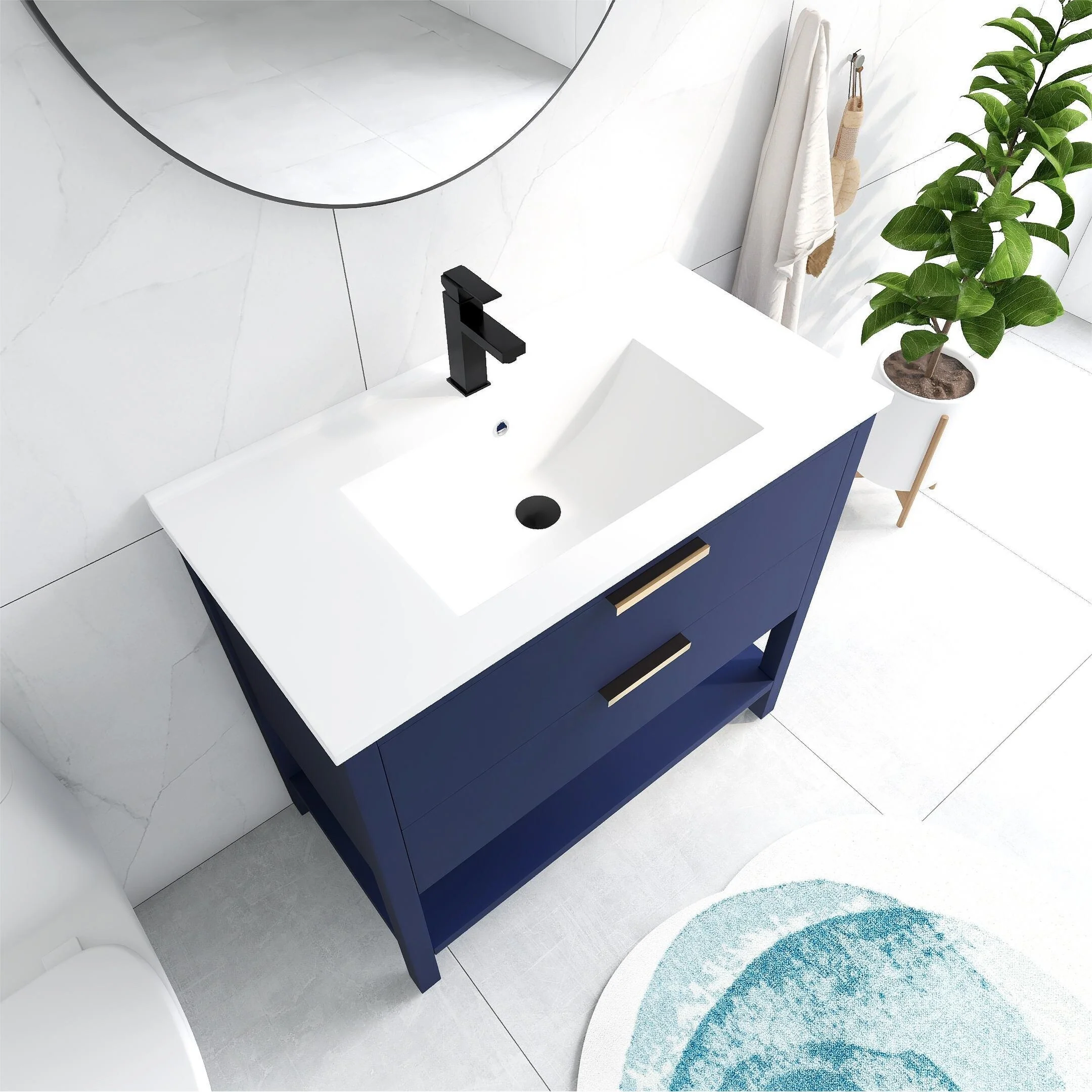 BNK 30/36 Inch Bathroom Vanity With Single Sink,Modern Bathroom Vanities With Soft Close Drawer And Shelf