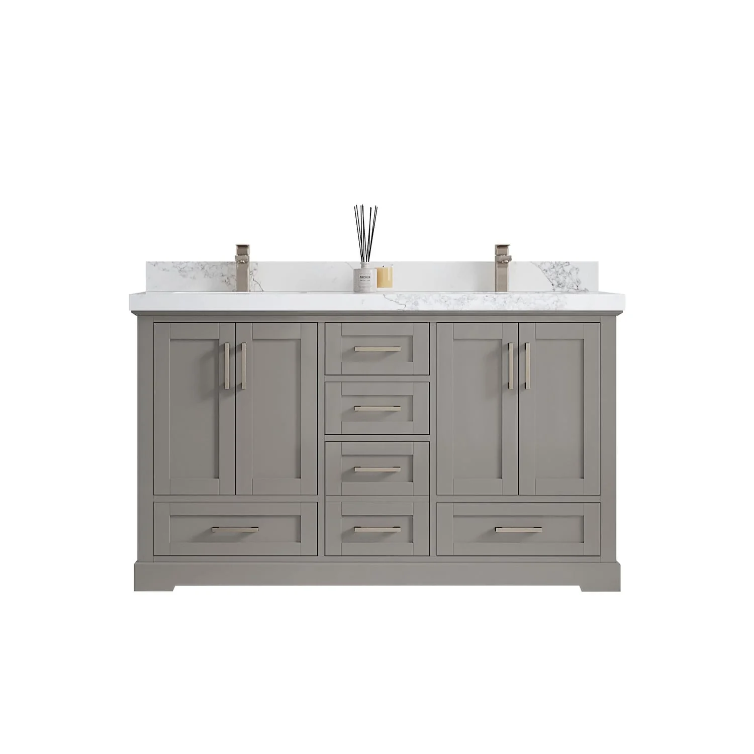 Willow Collection 60 in W x 22 in D x 36 in H Boston Double Bowl Sink Bathroom Vanity with Countertop