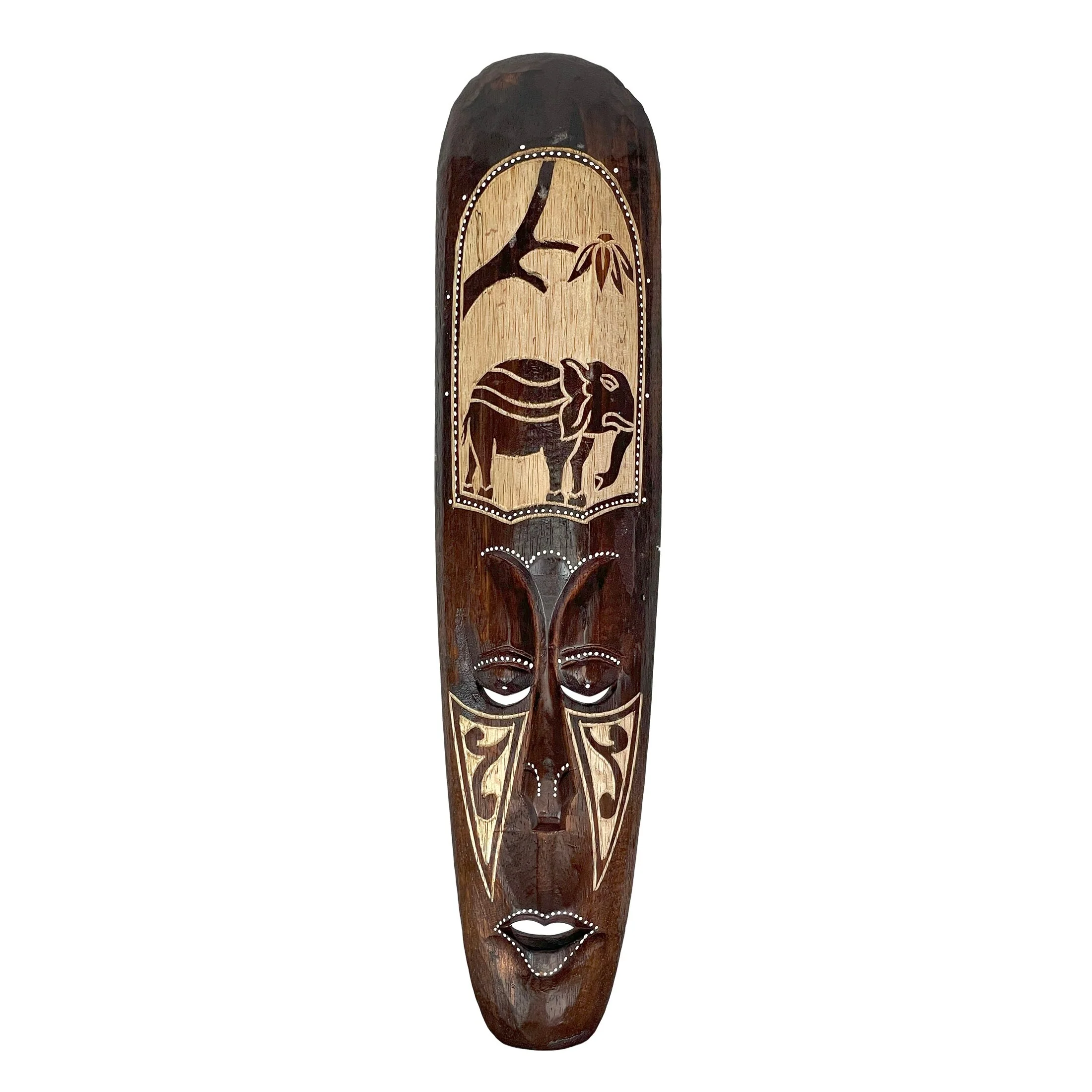 Zeckos 20In African Animal Hand Carved Wood Wall Masks (Set Of 5)