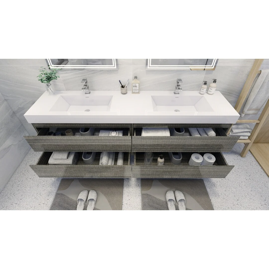 Baillie 72'' Wall-Mounted Vanity with Double Reinforced Acrylic Sink