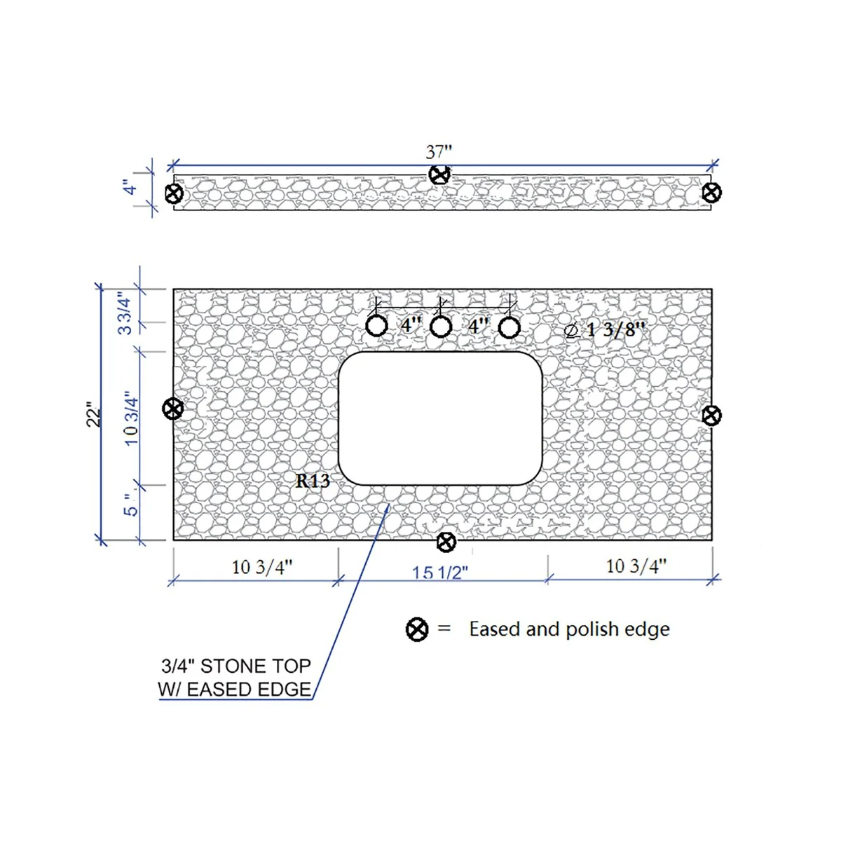 31 in./ 37 in./ 43 in./ 49 in. Carrara White Engineered Stone Bathroom Vanity Top with Ceramic Sink