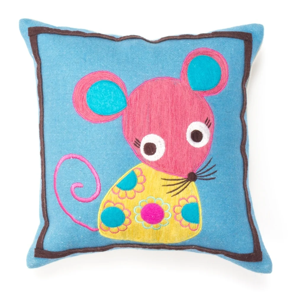 Cottage Home Cute Petite Mouse Wool 12 Inch Throw Pillow