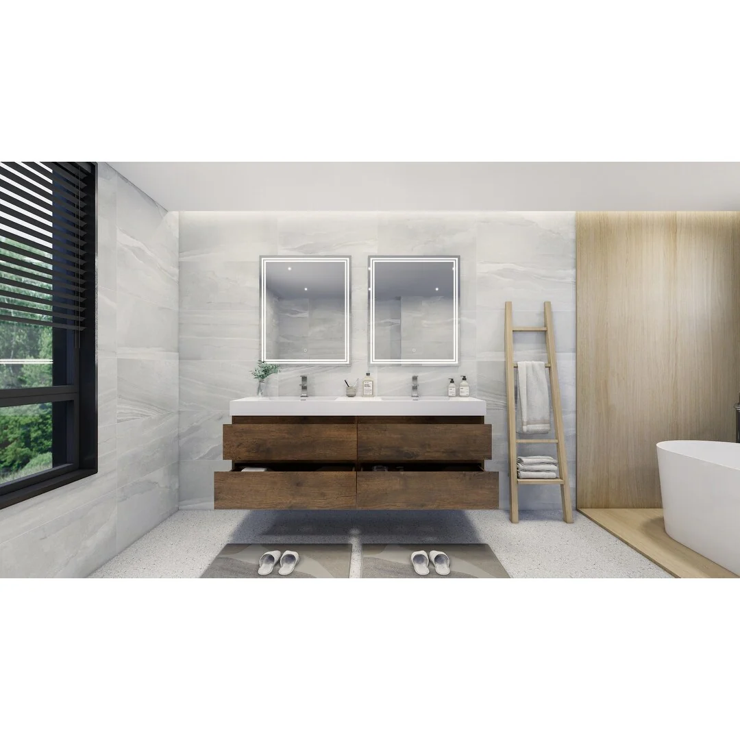 Baillie 72'' Wall-Mounted Vanity with Double Reinforced Acrylic Sink