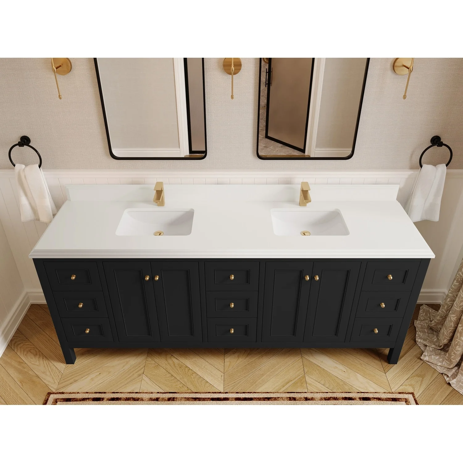 Willow Collections 84 in. W x 22 in. D Nashville Double Bowl Sink Bathroom Vanity with Countertop