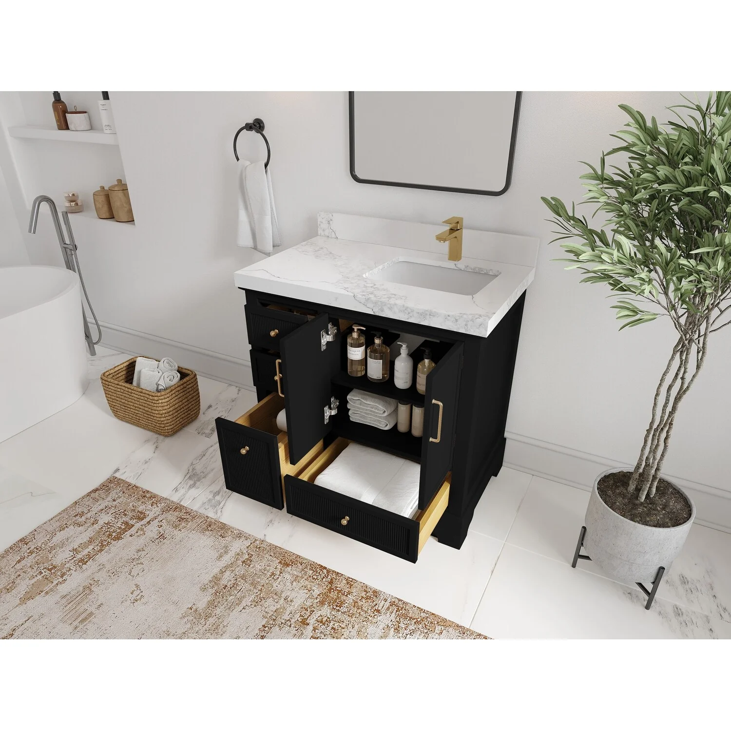 Willow Collections 36 in. W x 22 in. D Alys Right Offset Sink Bathroom Vanity with Countertop