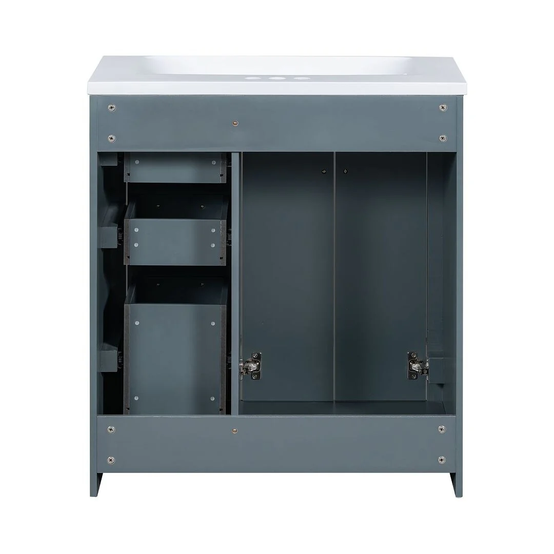 30'' Modern Freestanding Bathroom Vanity with Top Sink , Solid Wood Frame