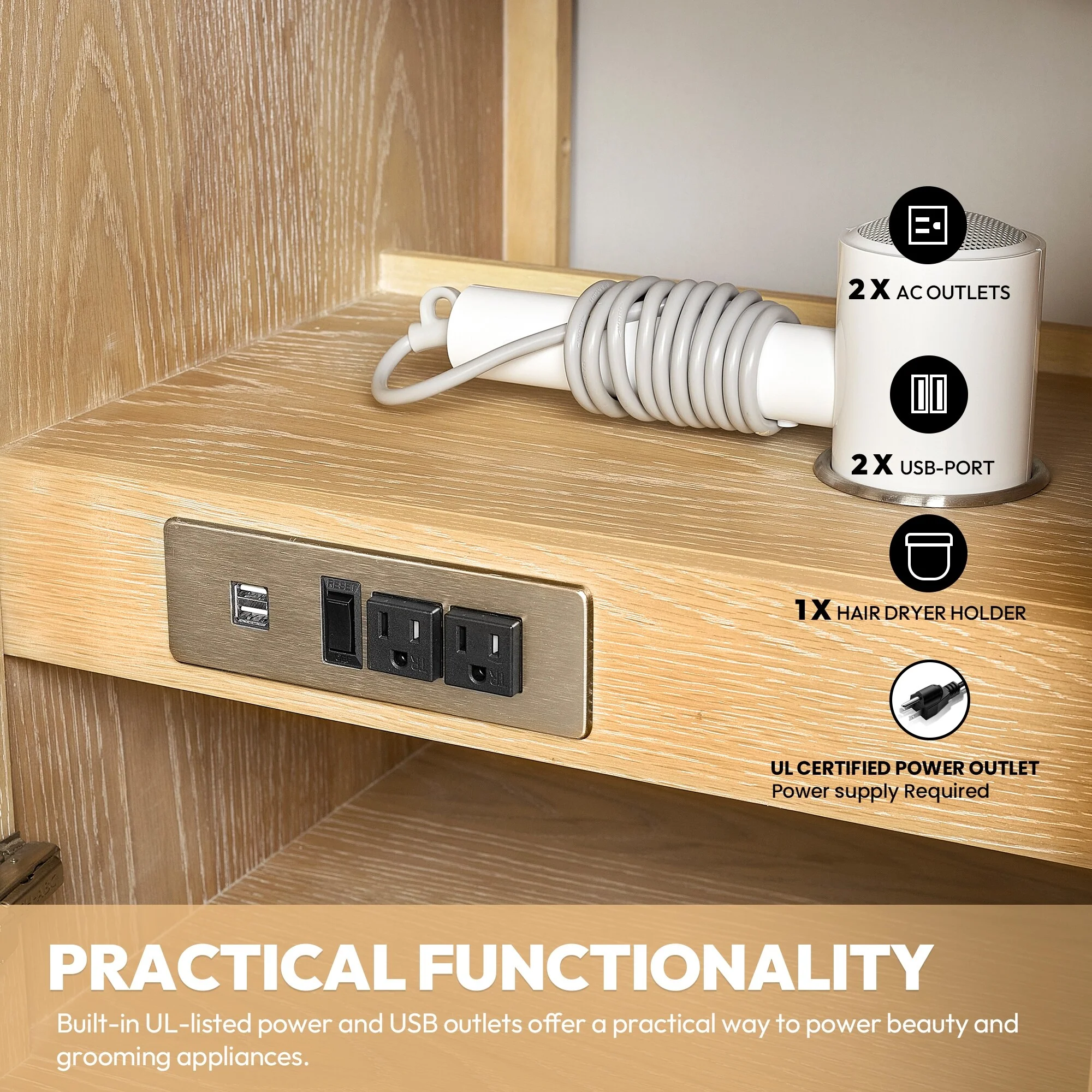 Gara Single Bath Vanity with Composite Stone Top and Mirror