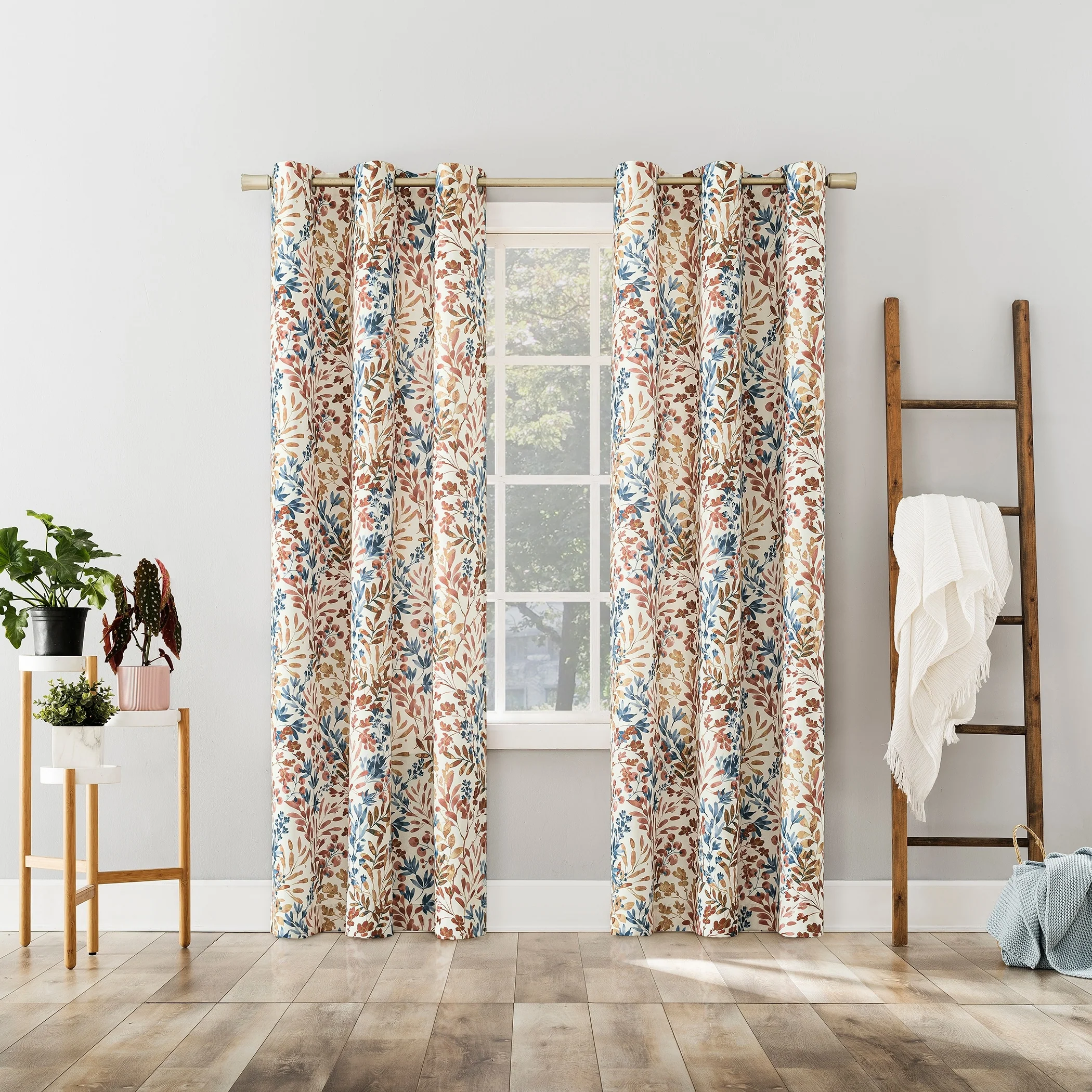 No. 918 Amelie Botanical Print Room Darkening Grommet Curtain Panel, Single Panel