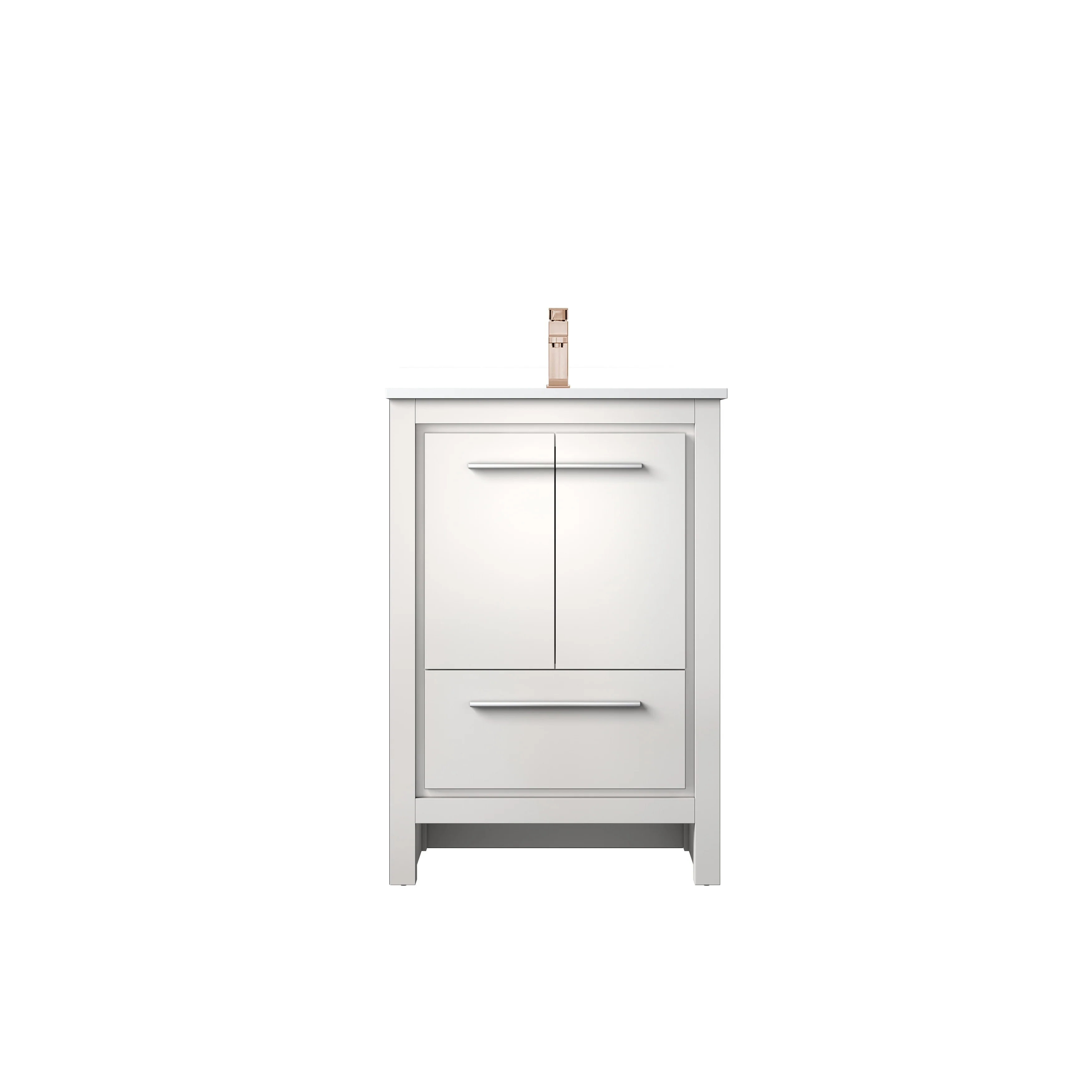 Lafarre Bath Vanity Cultured Marble Top, Sink and Rose Gold Faucet