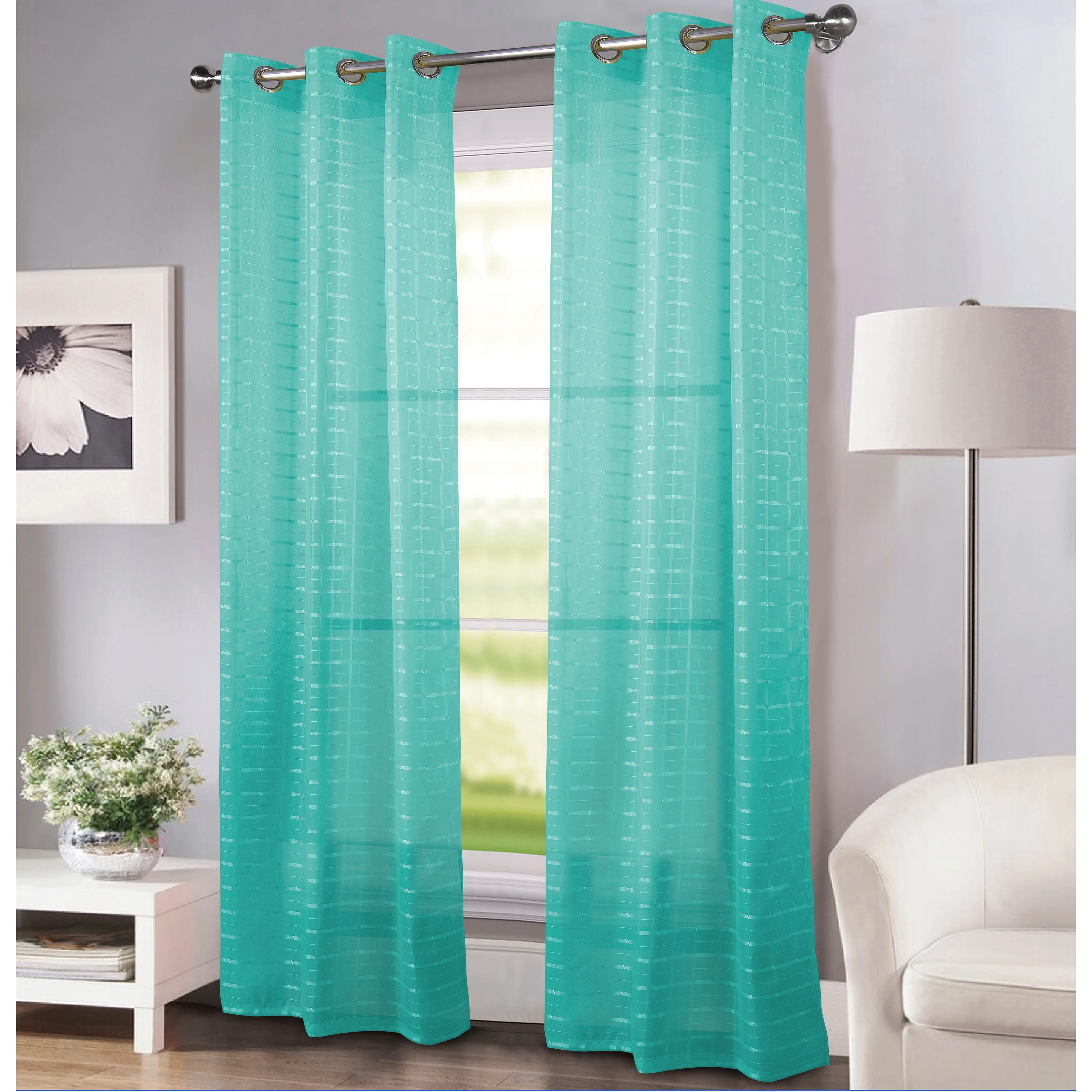 Porch & Den Modena Box Voile 90-inch Grommet Curtain Panel