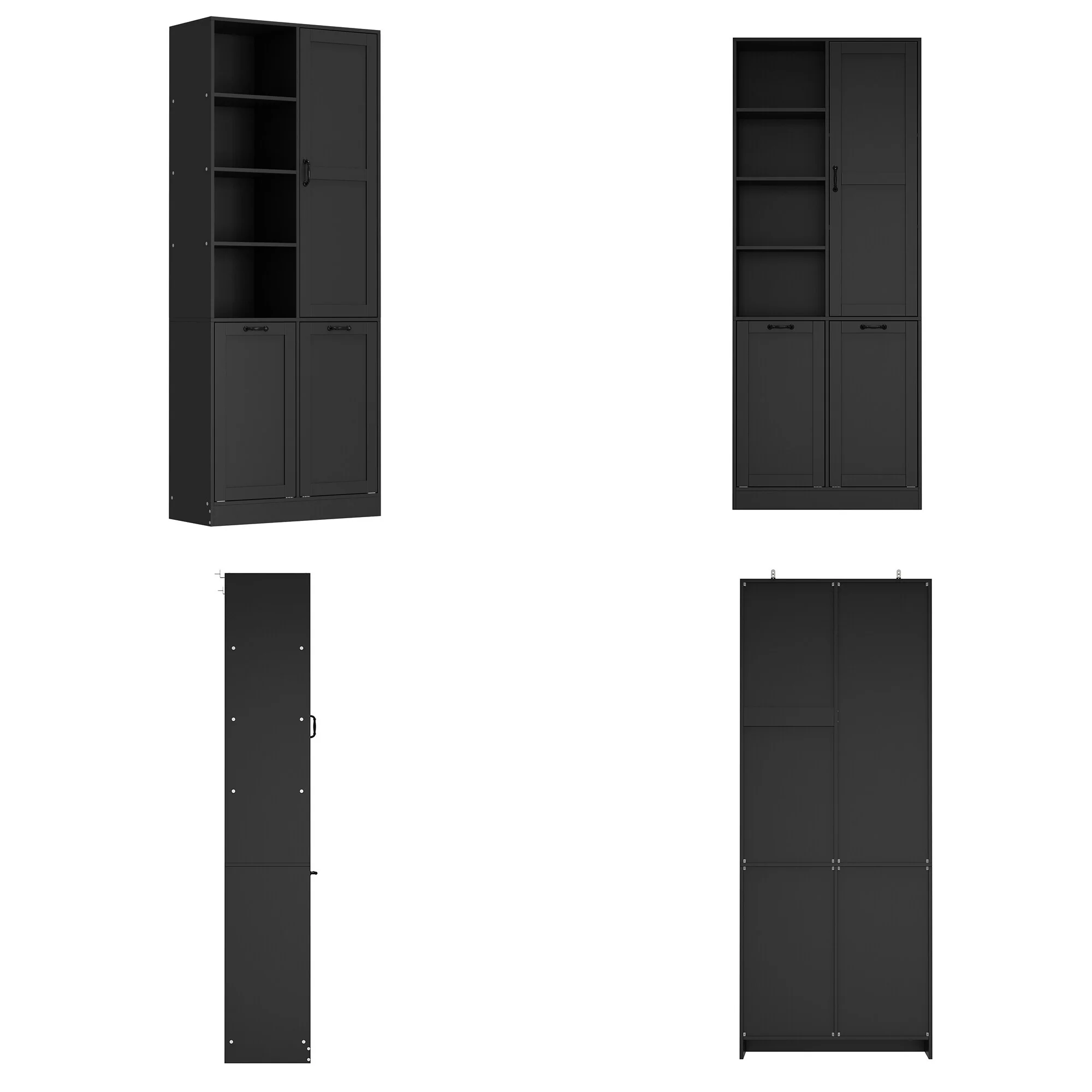 Sleek White Laundry Bathroom Cabinet with Unique Rotating Drawers