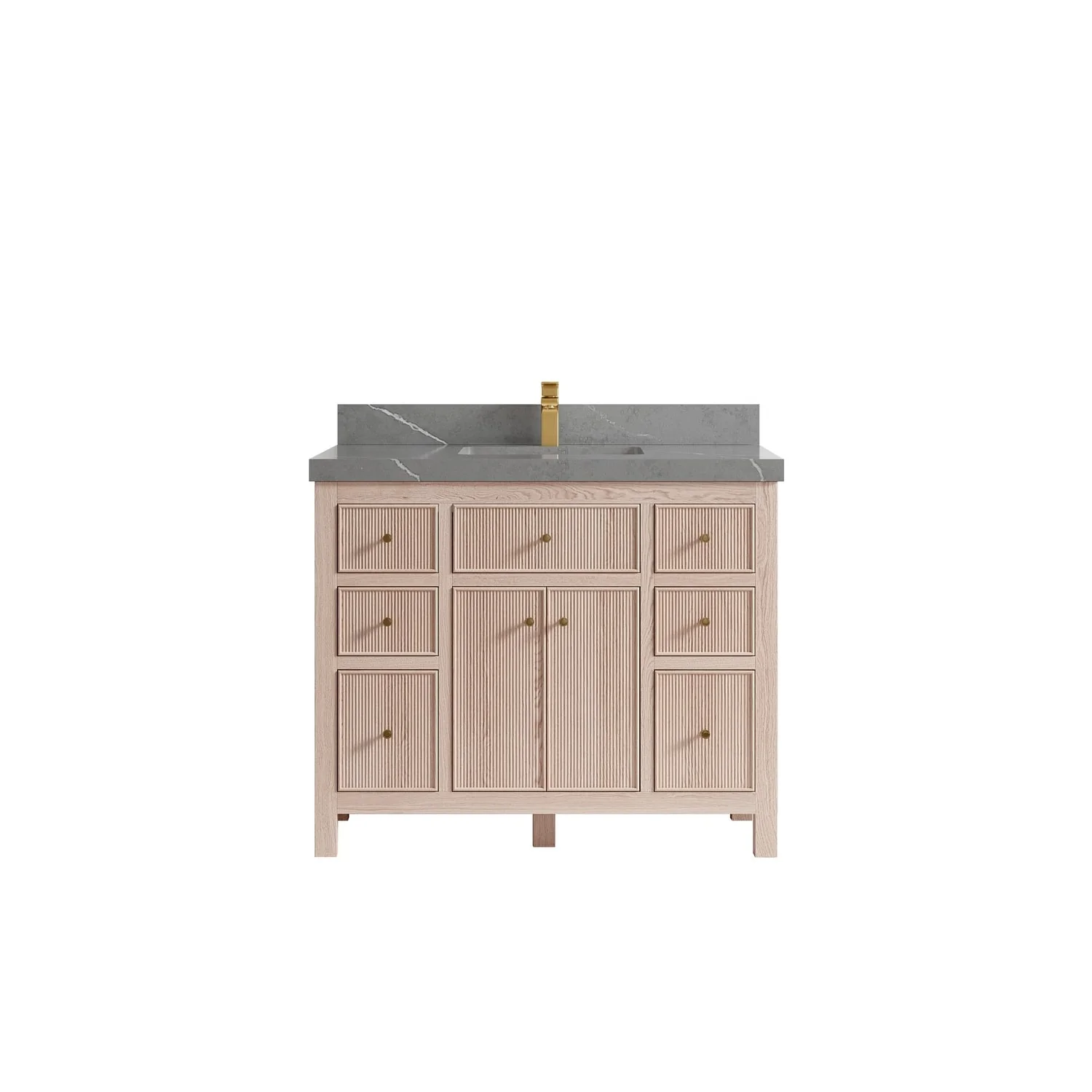 Willow Collections 42 x 22 Sonoma White Oak Wood Single Sink Bathroom Vanity with Quartz or Marble Countertop