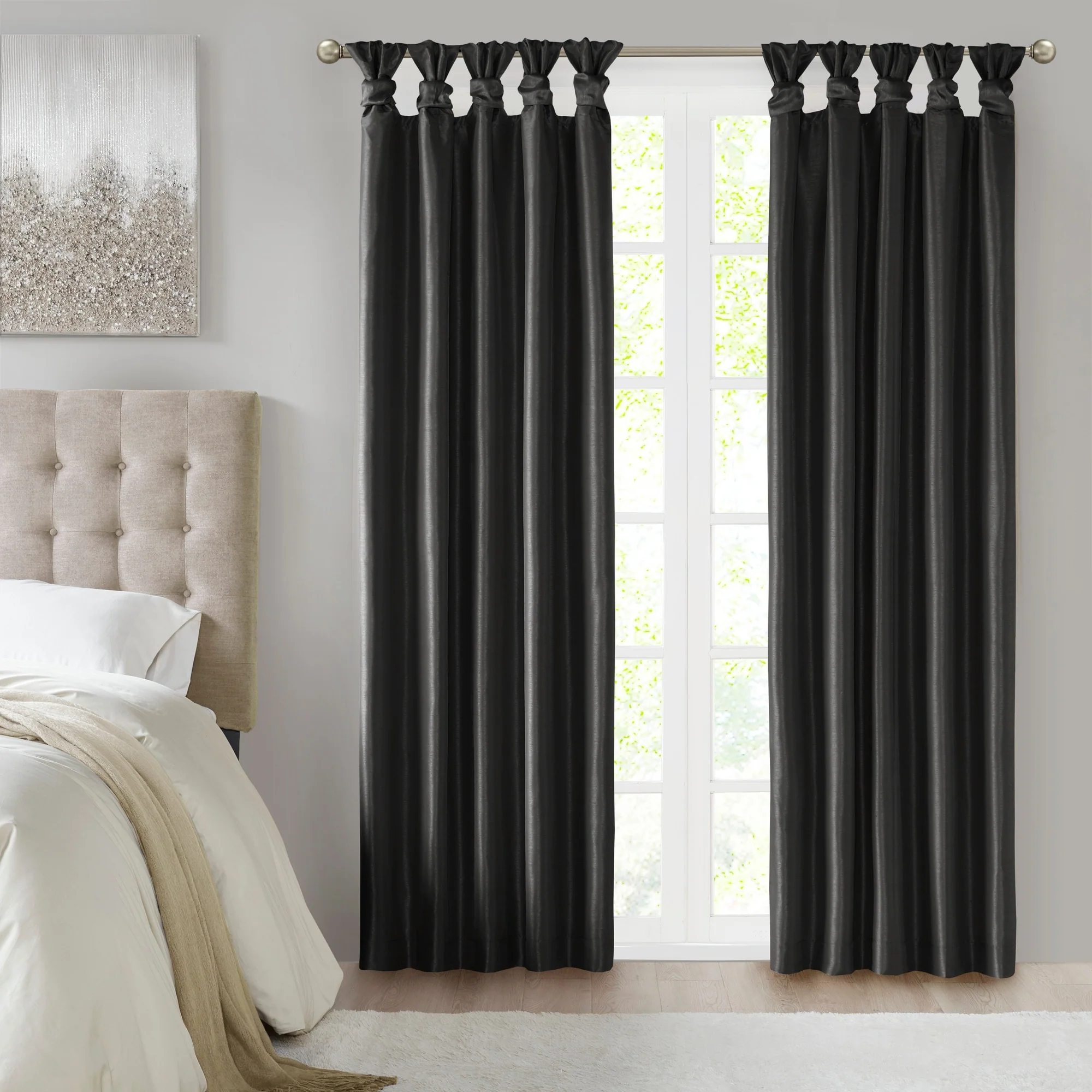Twist Tab Total Blackout Window Curtain Panel Black 50x95