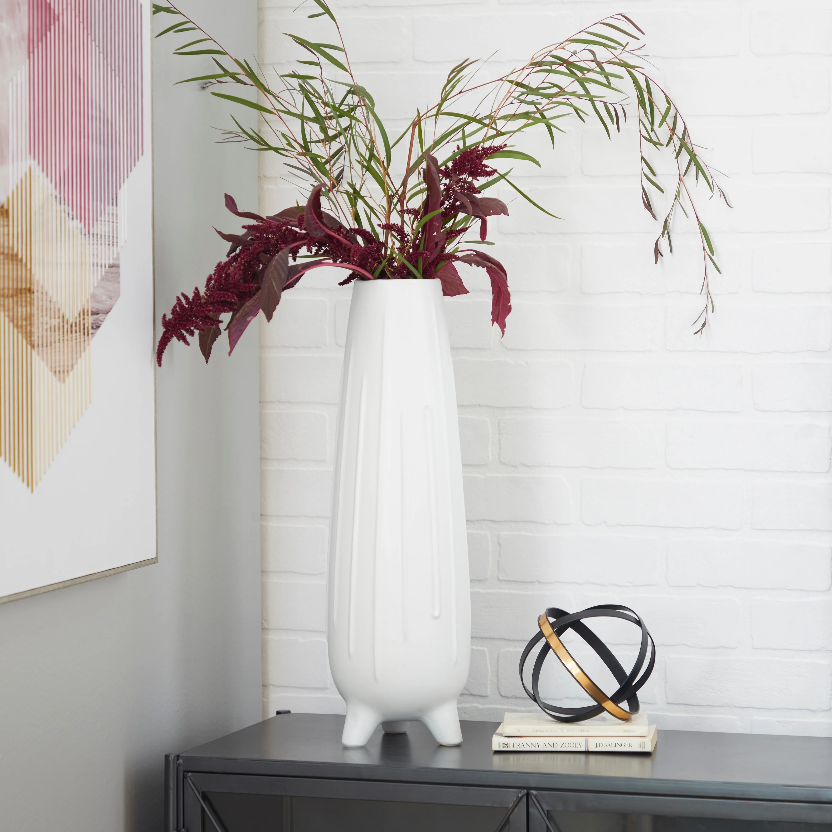 CosmoLiving by Cosmopolitan White Ceramic Contemporary Vase