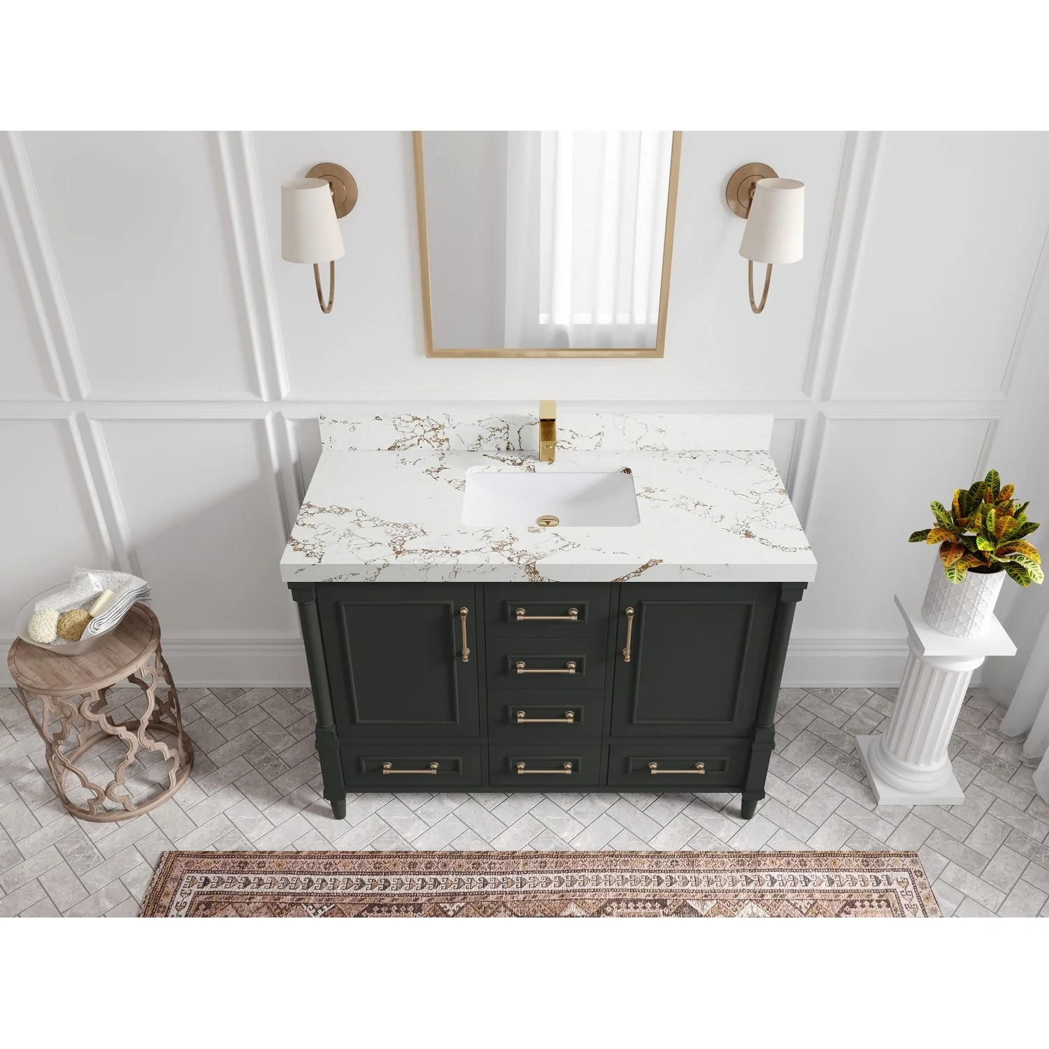 Willow Collections 48 in. W x 22 in. D Aberdeen Single Bowl Sink Bathroom Vanity with Countertop