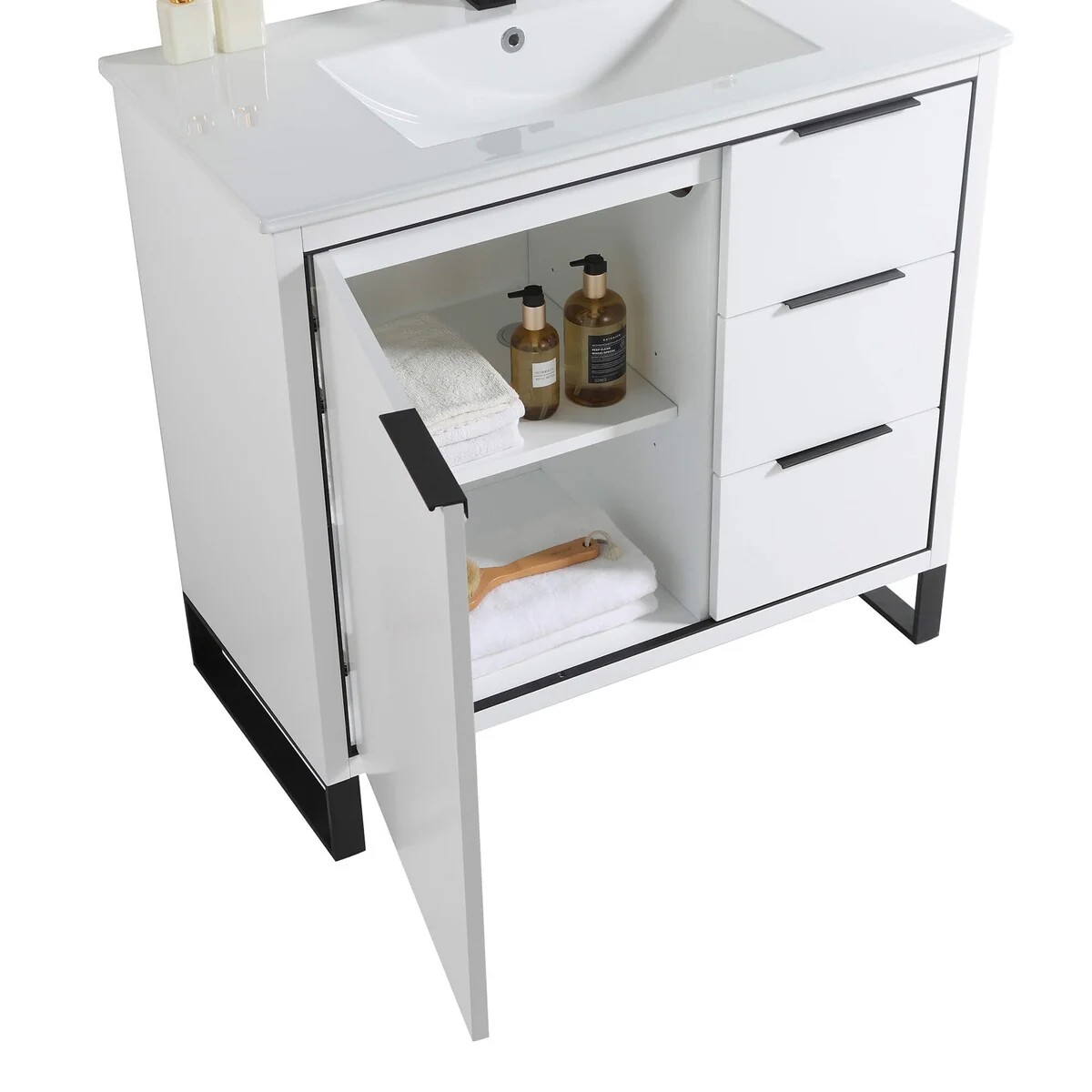 Fine Fixtures Opulence Collection Bathroom Vanity with White Ceramic Sink