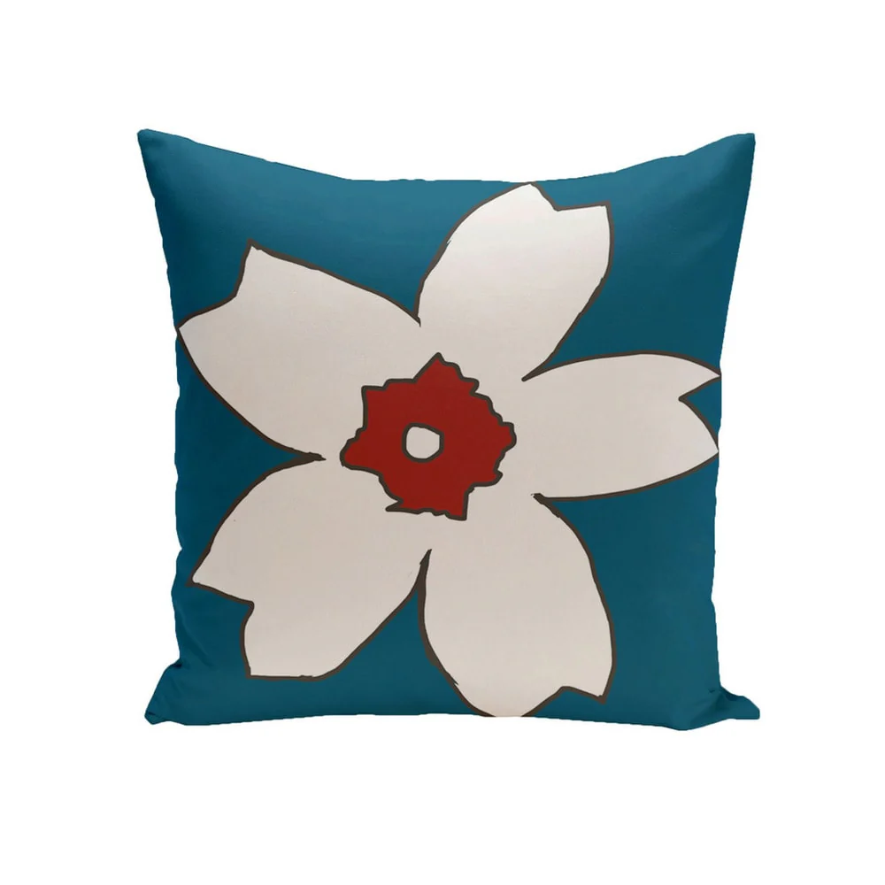 Decorative Outdoor Large Floral Print 20-inch Pillow