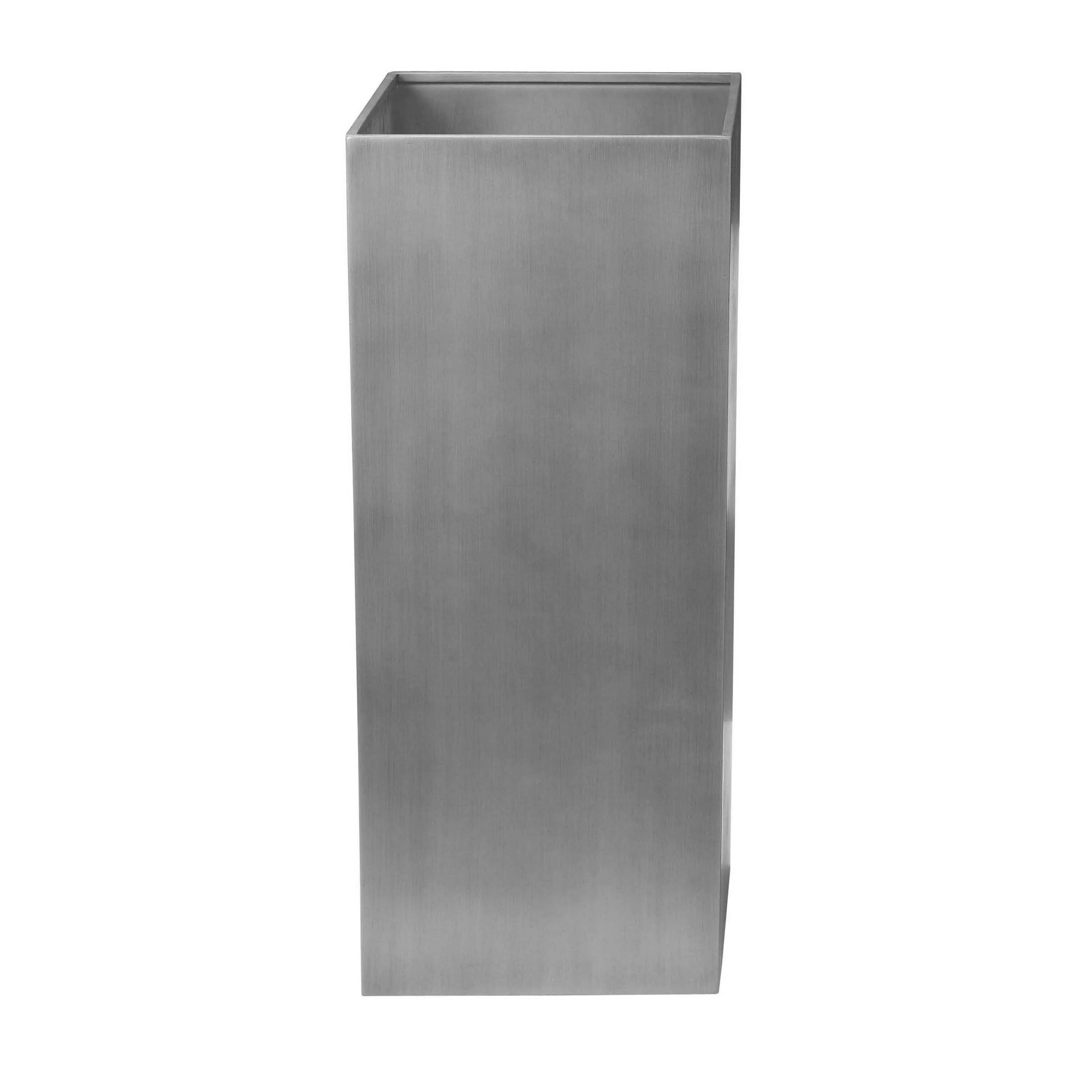 Jo 32 Inch Tall Flower Pot Planter, Hidden Indented Box, Gray Brushed Metal
