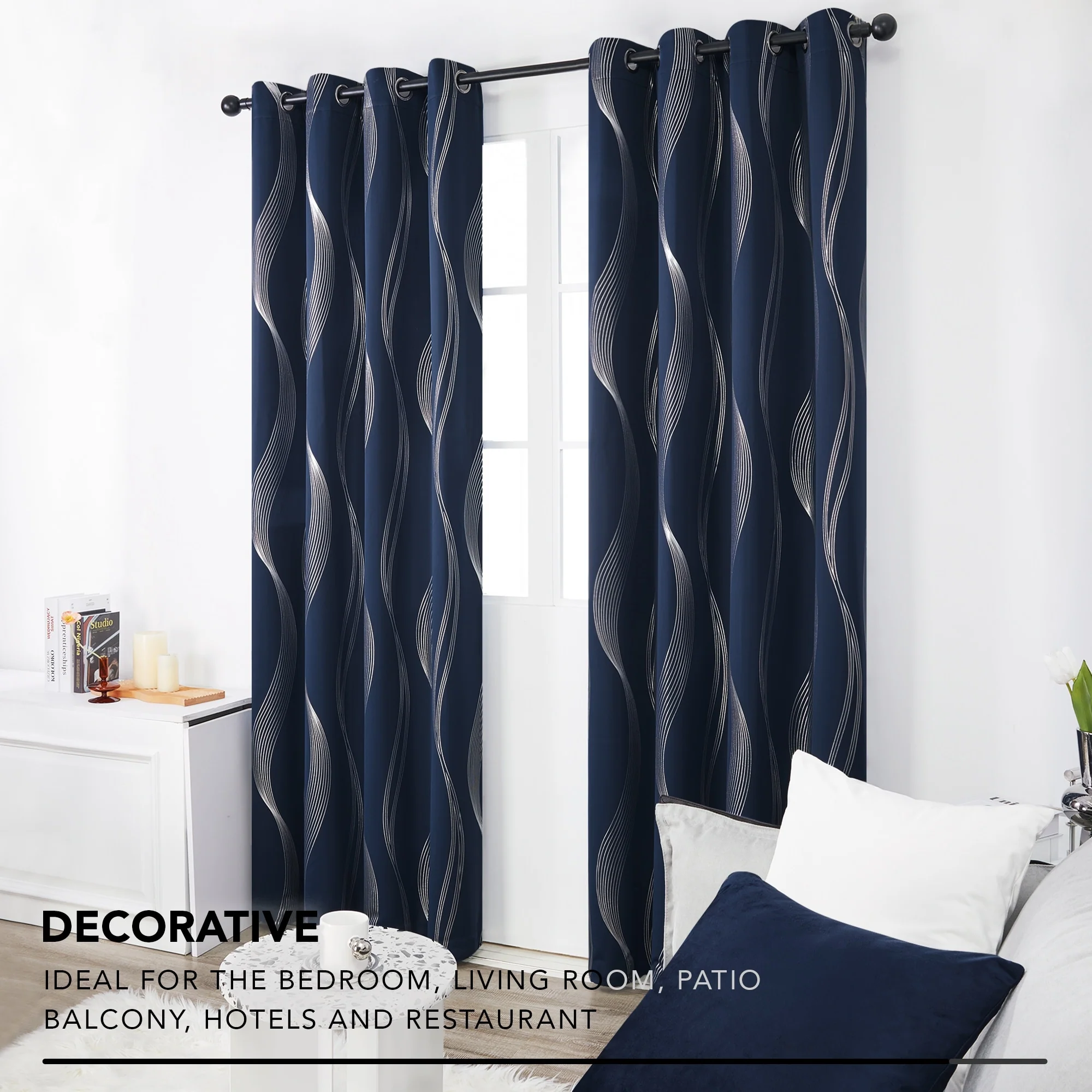 Deconovo Silver Wave 52 Width Curtain Panel Pair (2 Panel)