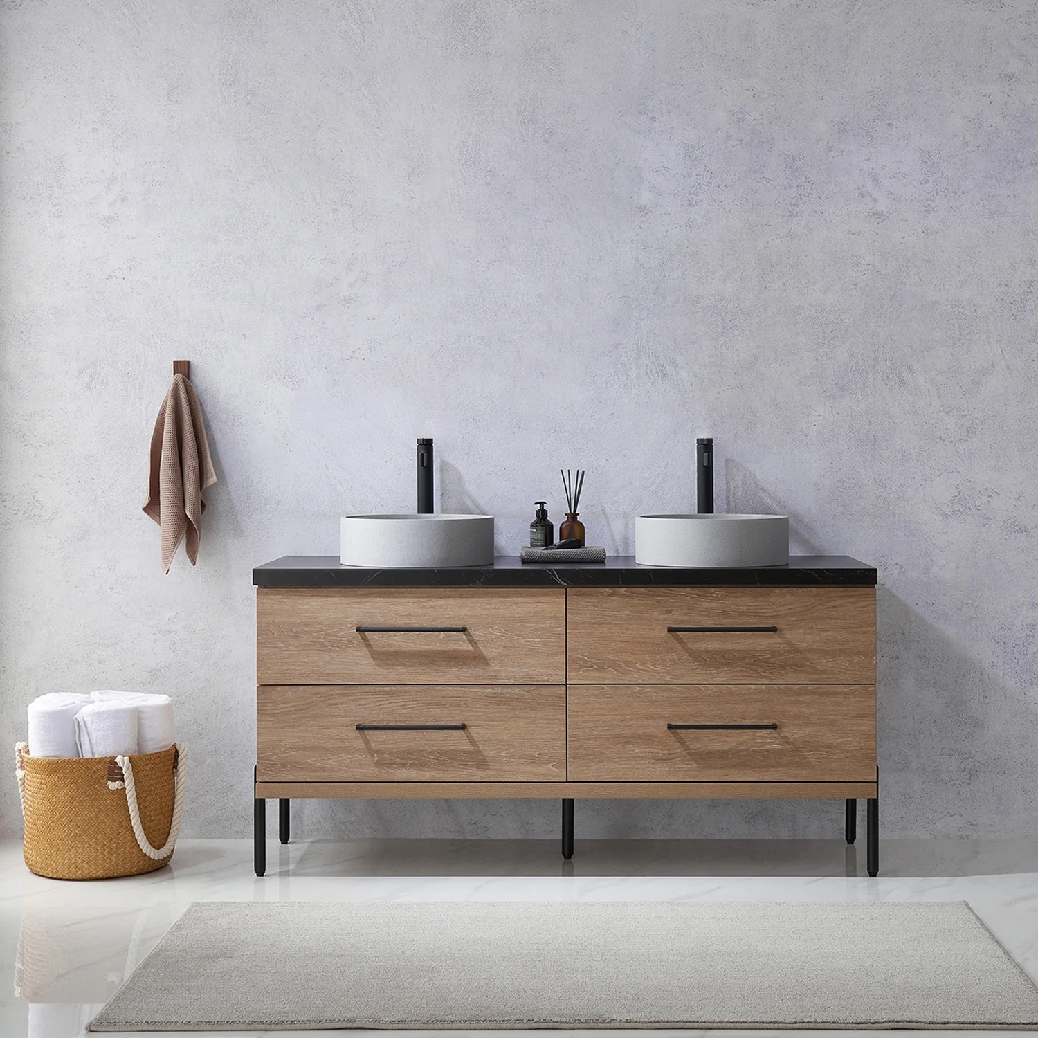 Trento Bath Vanity with Sintered Stone Top with Concrete Sink (C)