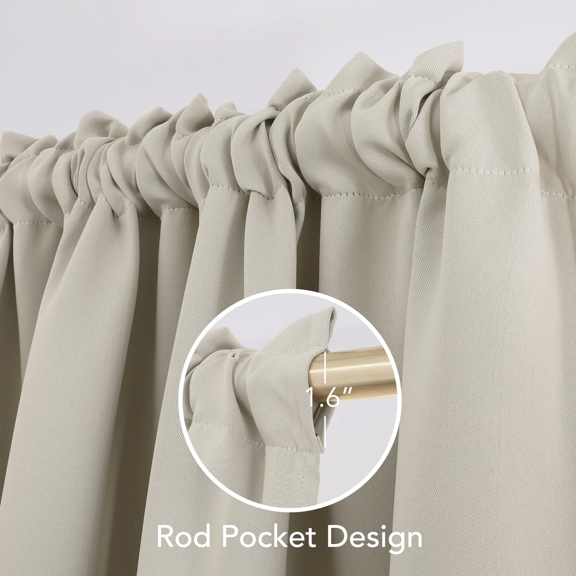 Deconovo Solid Rod Pocket Curtain Panel Pair (2 Panel)