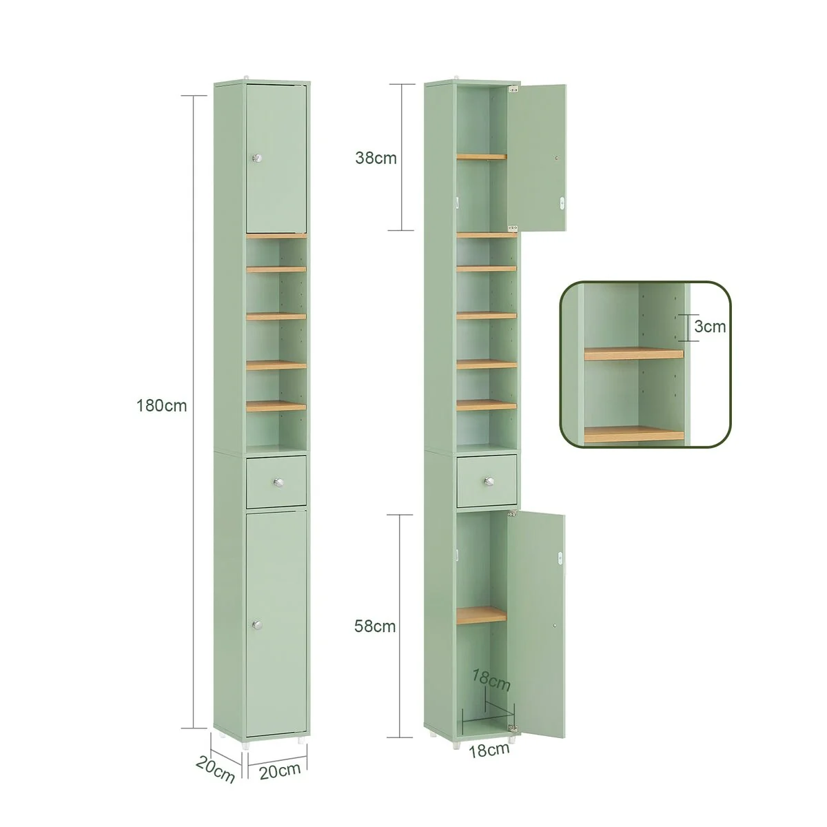 SoBuy BZR34-W, Bathroom Tall Cabinet Cupboard Storage Cabinet