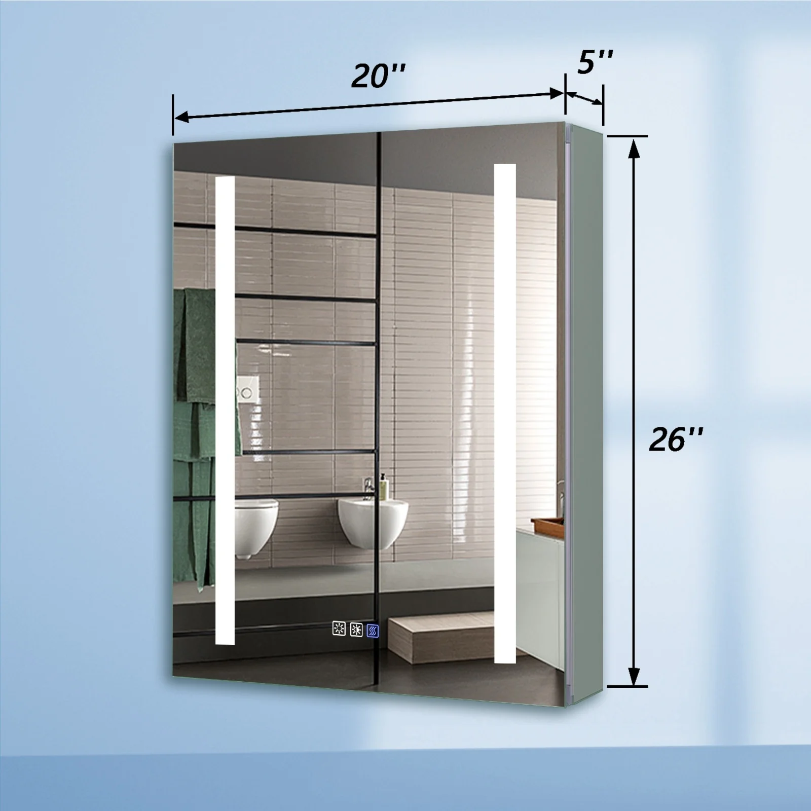 ExBrite 3 Touch Switch LED Lighted Bathroom Medicine Cabinet with Mirror, Recessed or Surface Mount, Defog, Stepless Dimming