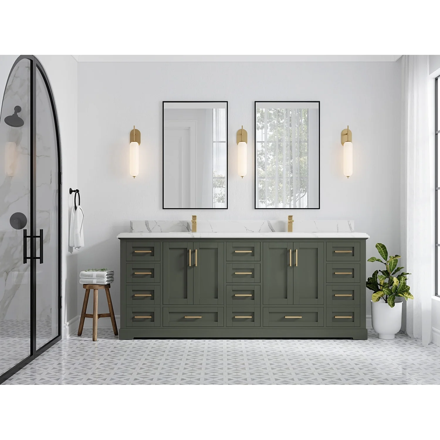 Willow Collection 84 in W x 22 in D x 36 in H Boston Double Bowl Sink Bathroom Vanity with Countertop