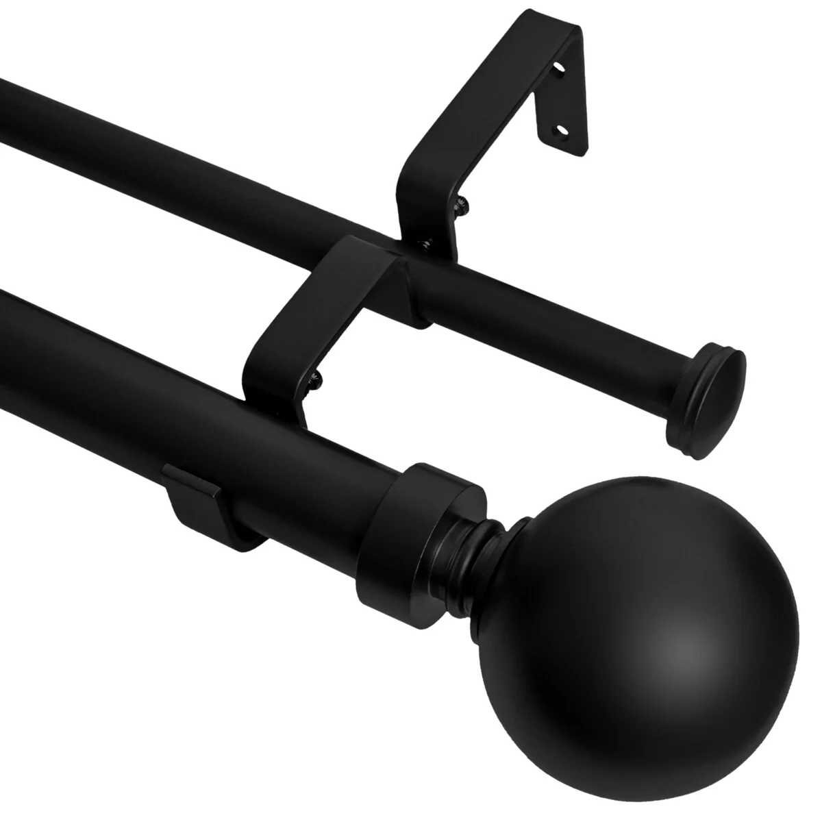 Meriville 1-Inch Diameter Steel Ball Double Window Curtain Rod with Norwood End Cap Finial