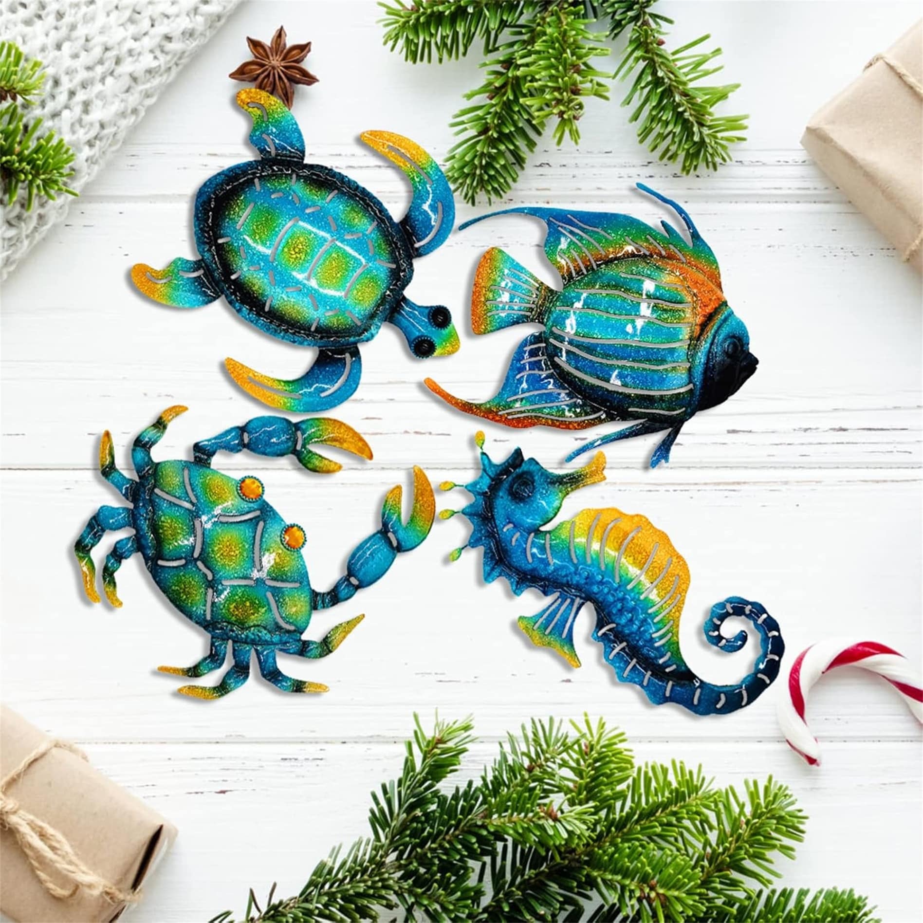 Set of 4 Metal Outdoor Wall Art Decor